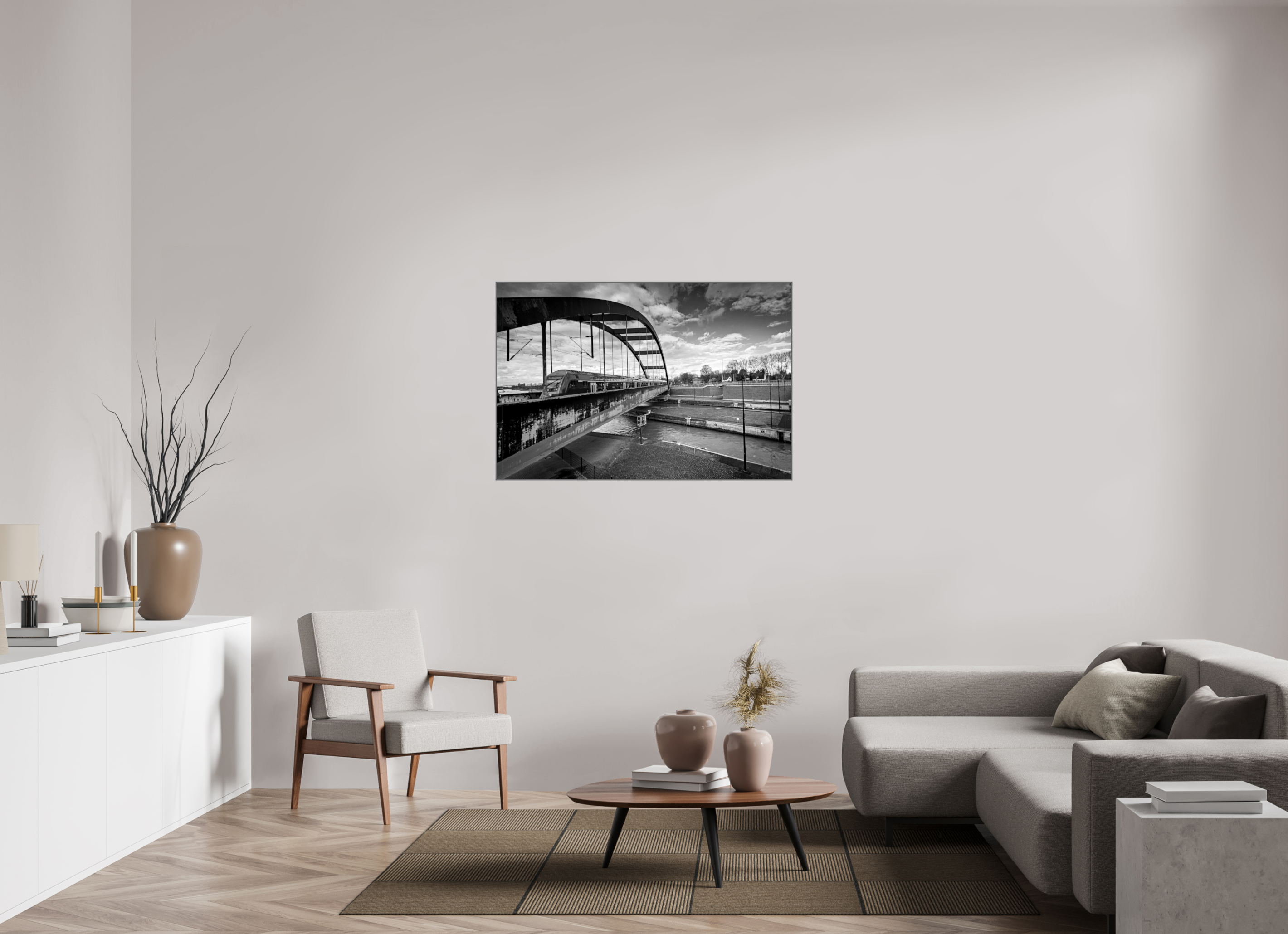 120 x 80 cm, Alurahmen 25mm Die Schleuse und der Zug