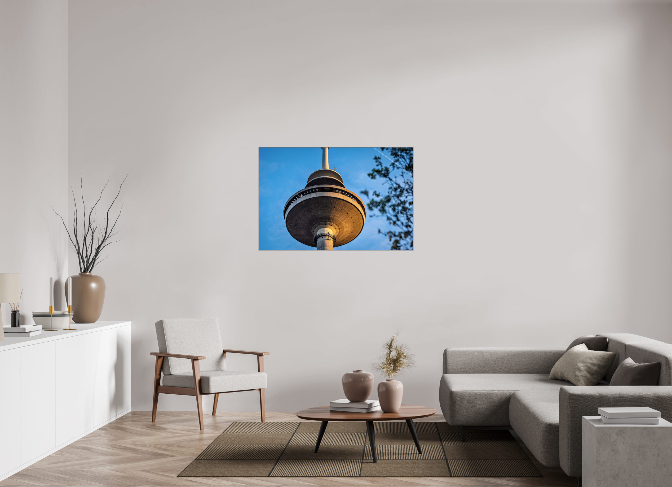 120 x 80 cm, Alurahmen 25mm Der Fernsehturm - Das UFO