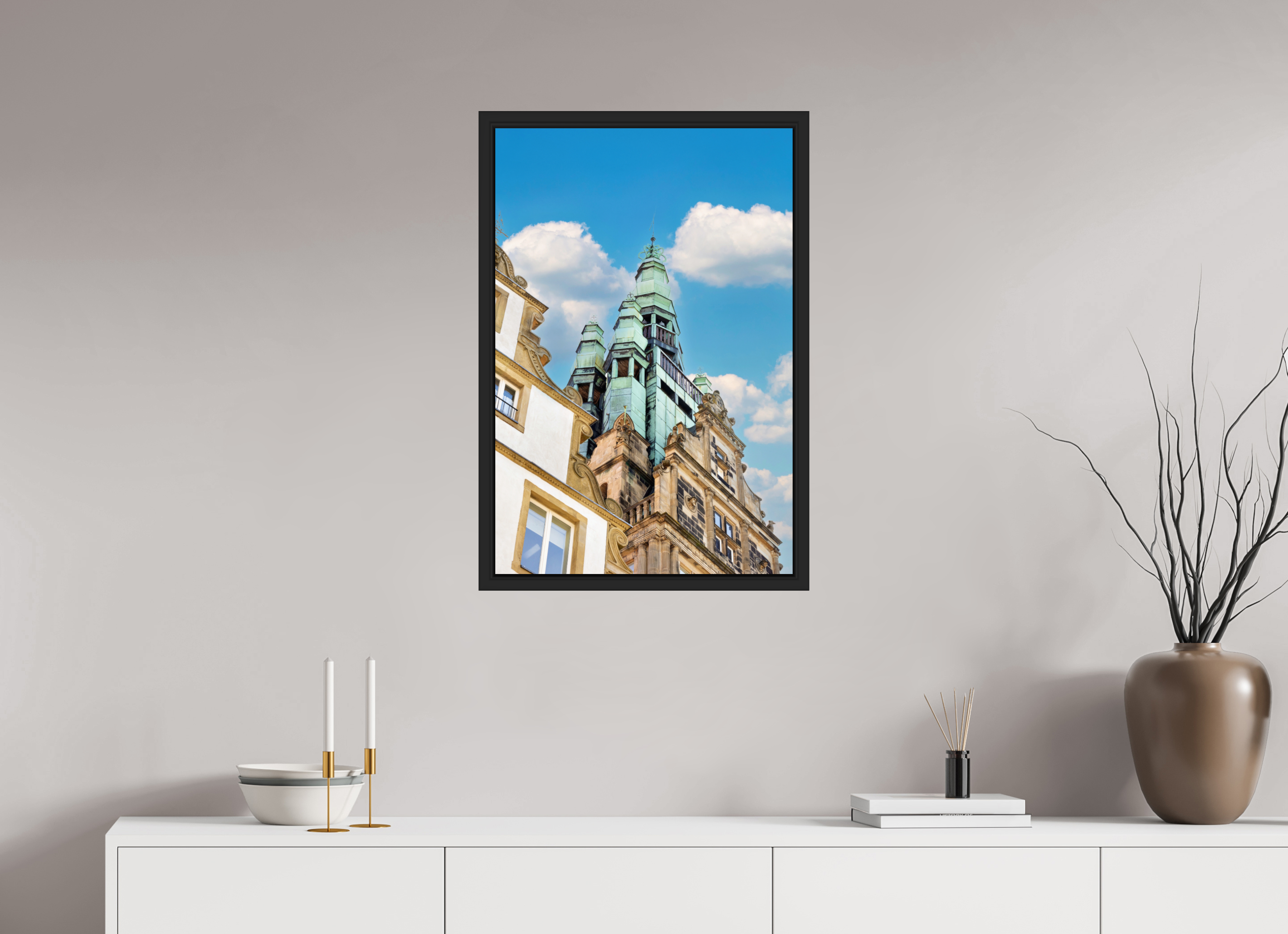 50 x 75 cm, Tokyo 20mm Schattenfuge 4mm Der Stadthausturm im Hochformat