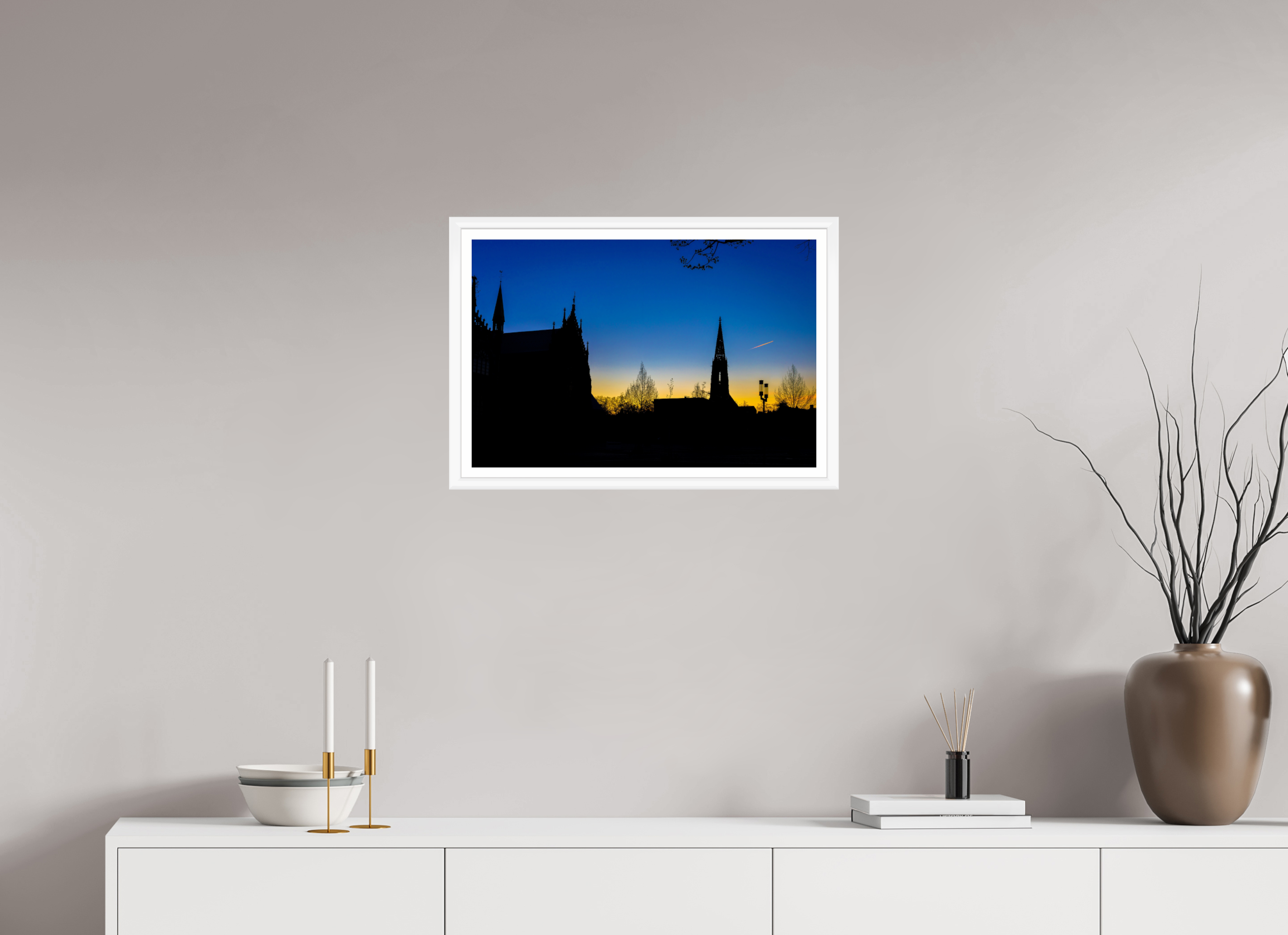 60 x 40 cm, Bern weiß und Rand Lamberti - Dom bei Sonnenaufgang