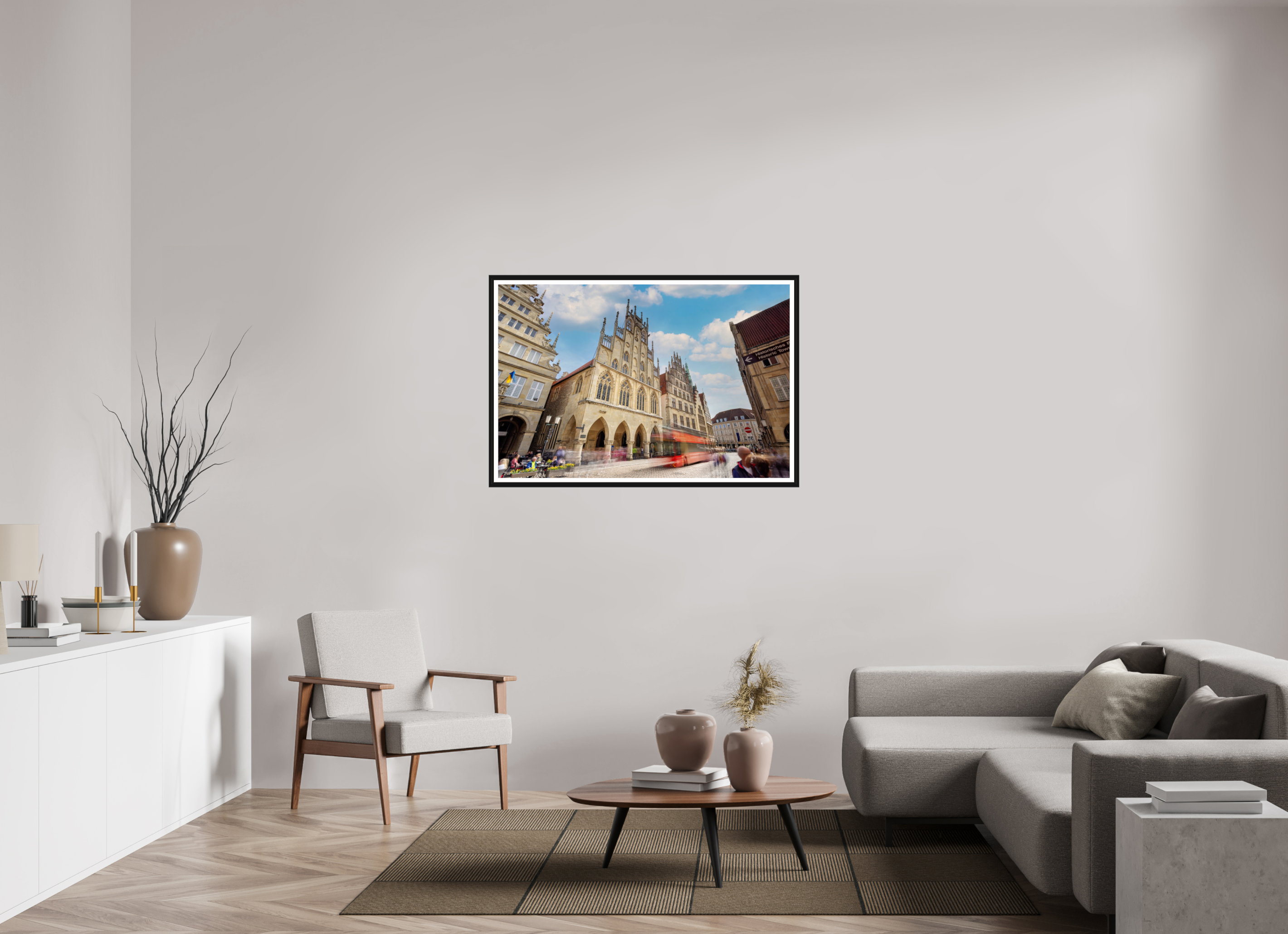 120 x 80 cm, Bern und Rand Rathaus und Bus