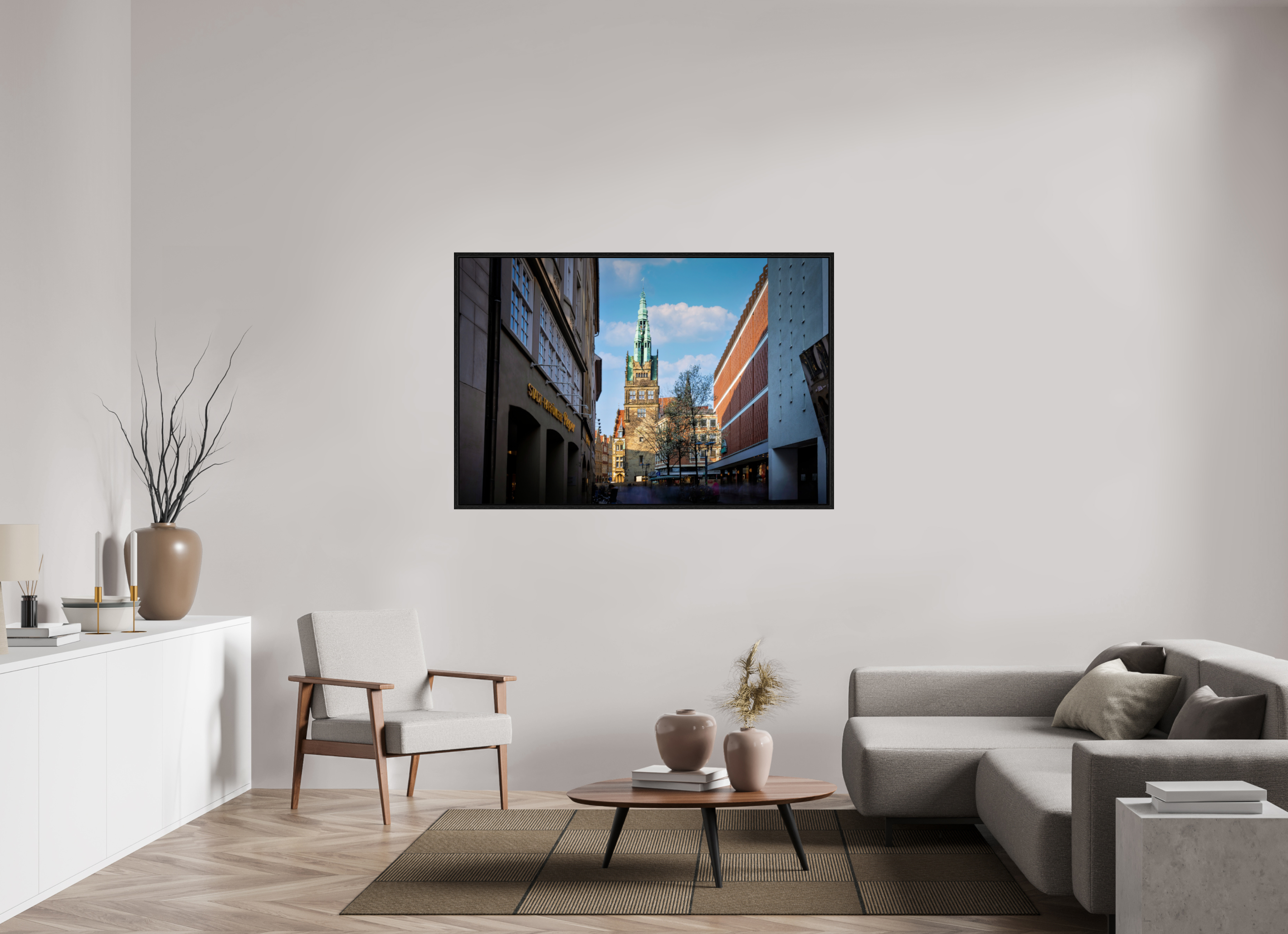 150 x 100 cm, Floater Frame Der Stadthausturm