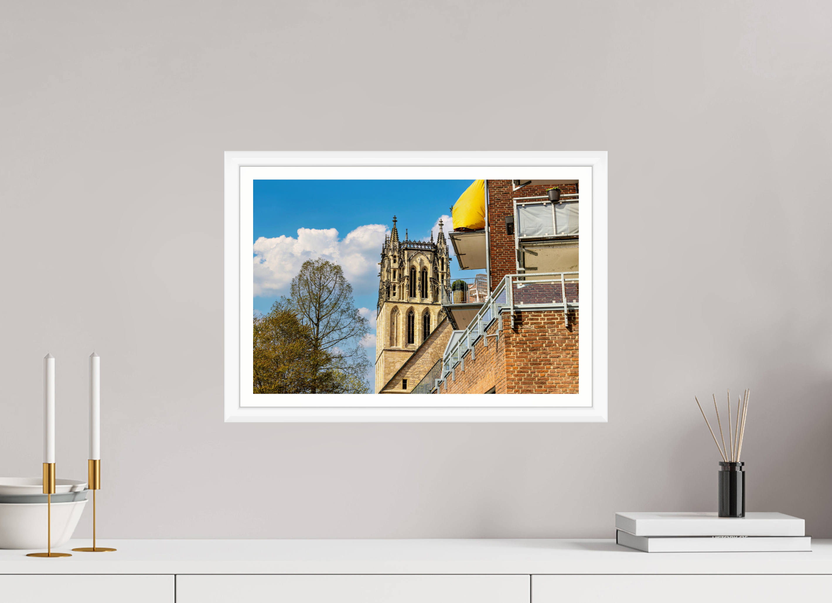 45 x 30 cm, Bern weiß und Rand Überwasserkirche - Der Turm