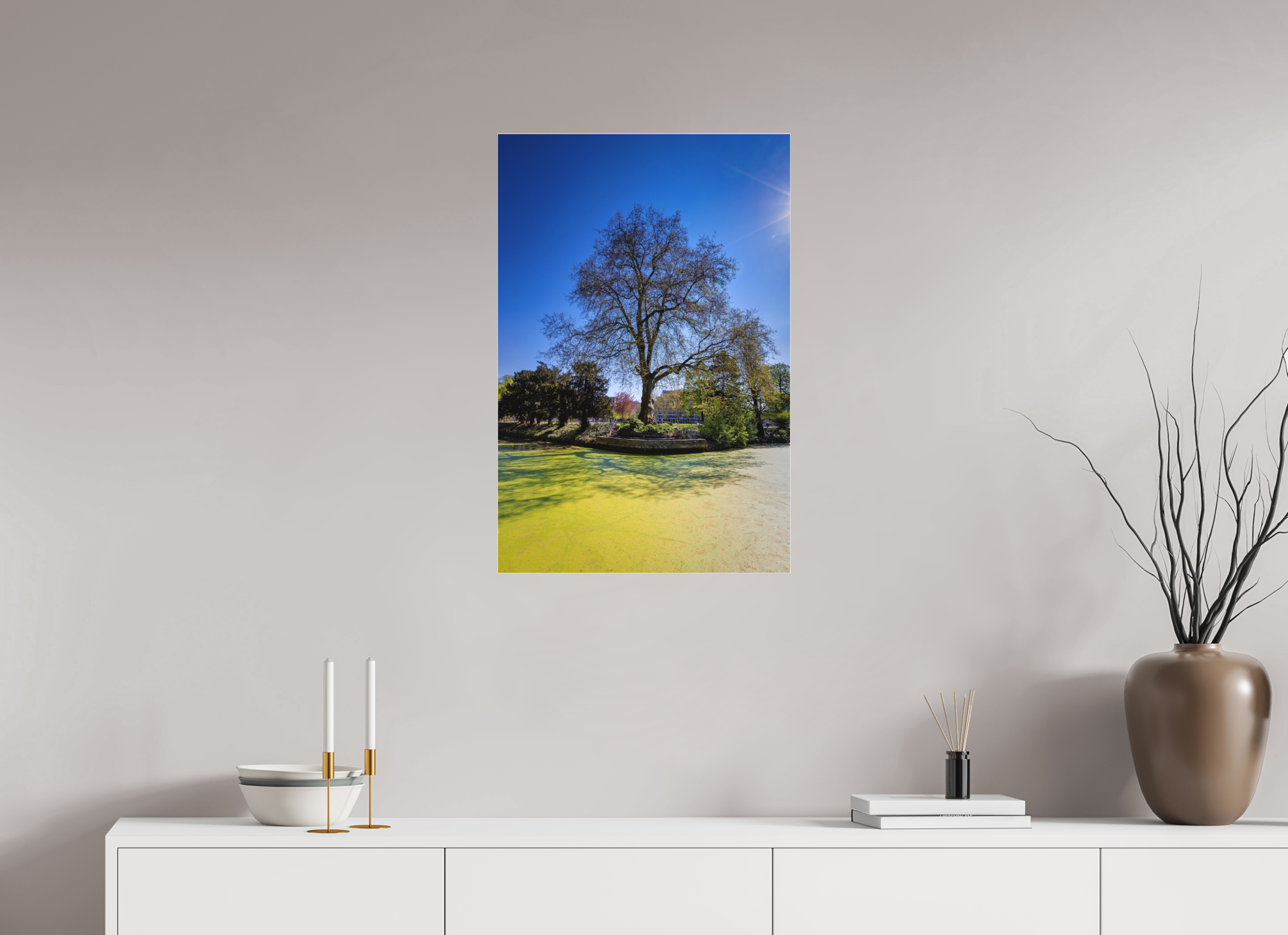 50 x 75 cm, Acrylglas Fine Art Pigmentdruck Baum Enegelenschanze