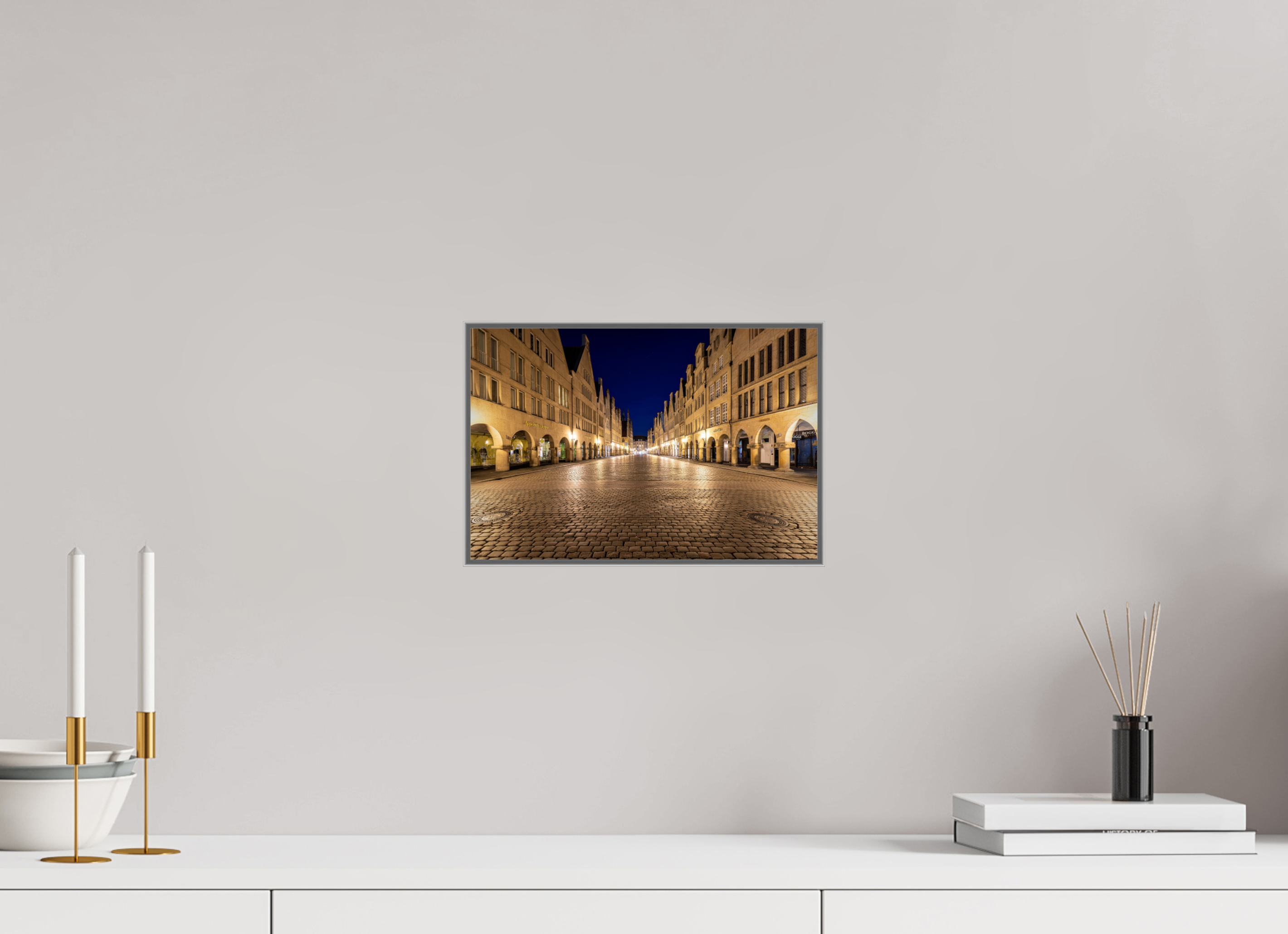 30 x 20 cm, Alurahmen 25mm Prinzipalmarkt bei Nacht