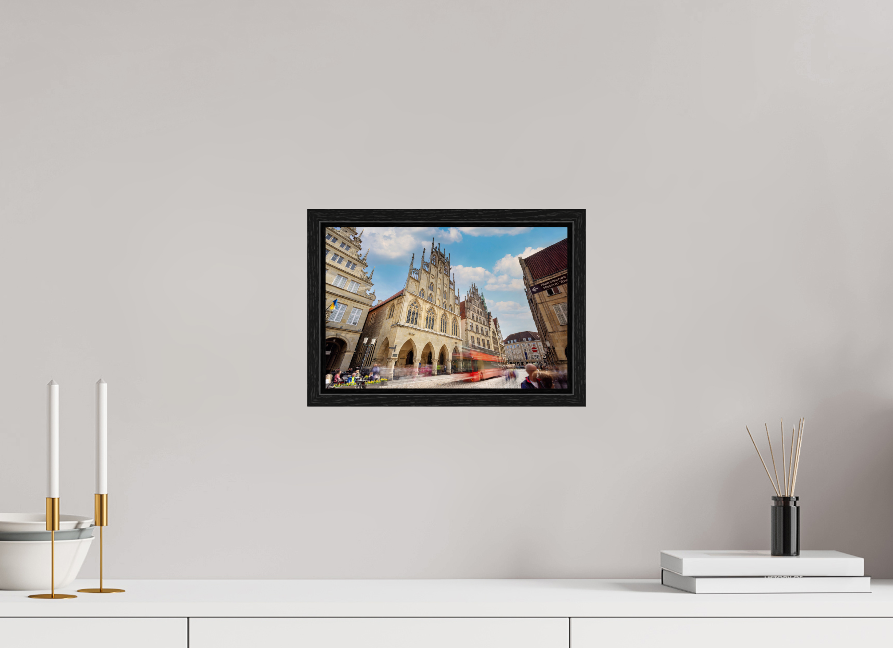 30 x 20 cm, Floater Frame Rathaus und Bus