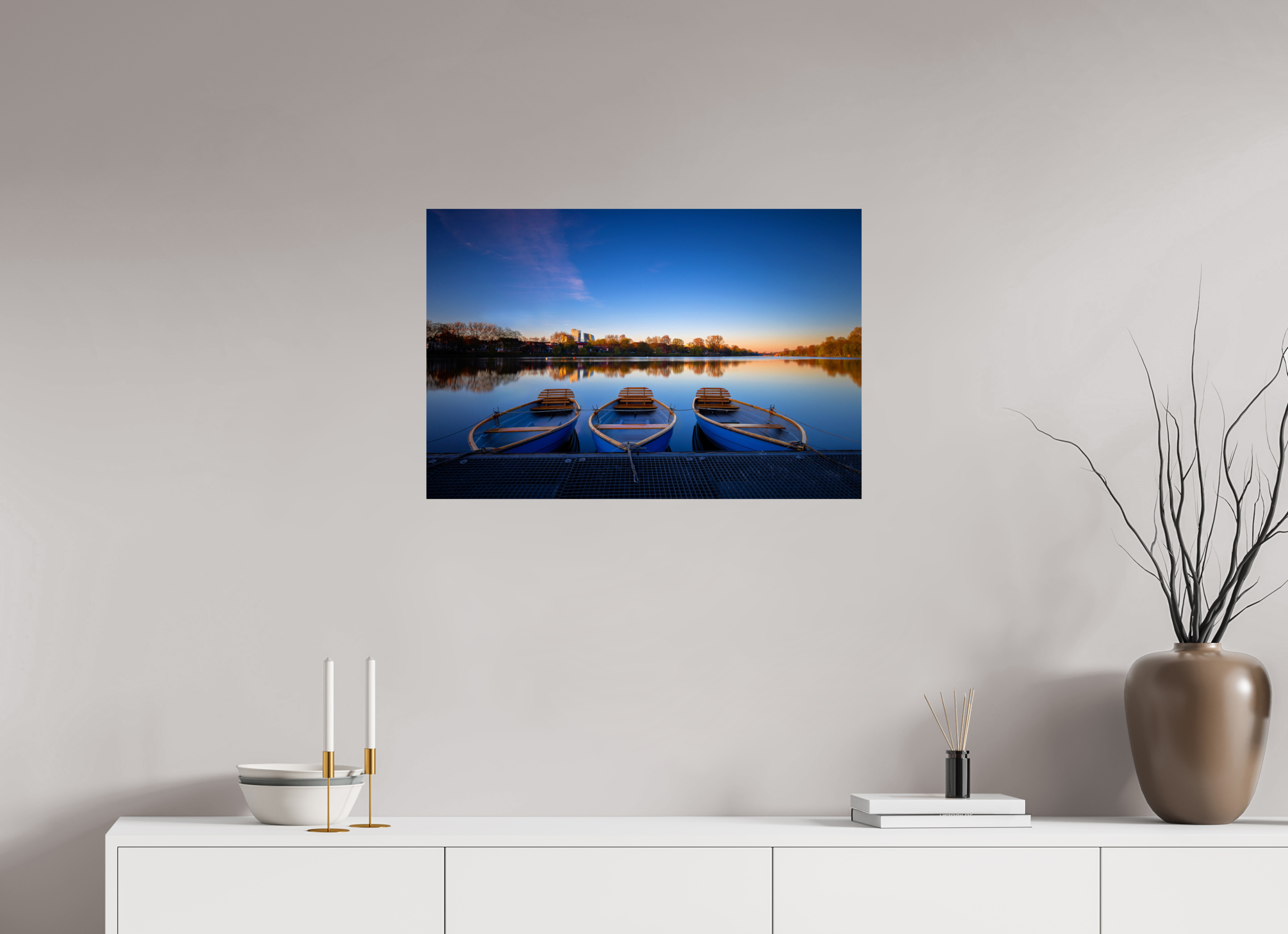 75 x 50 cm, Baryta - Fine Art Der Aasee / Drei Boote