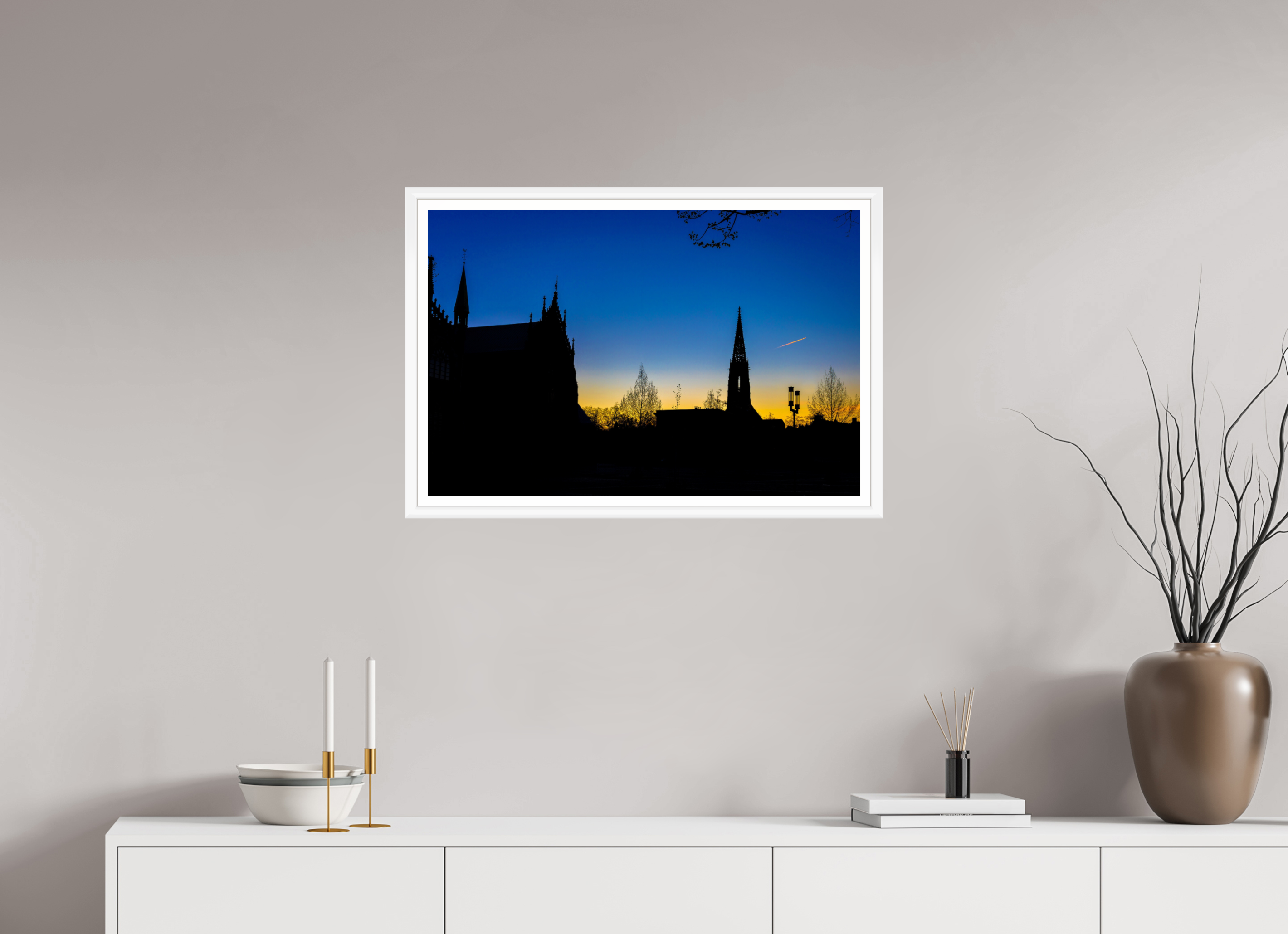 75 x 50 cm, Bern weiß und Rand Lamberti - Dom bei Sonnenaufgang