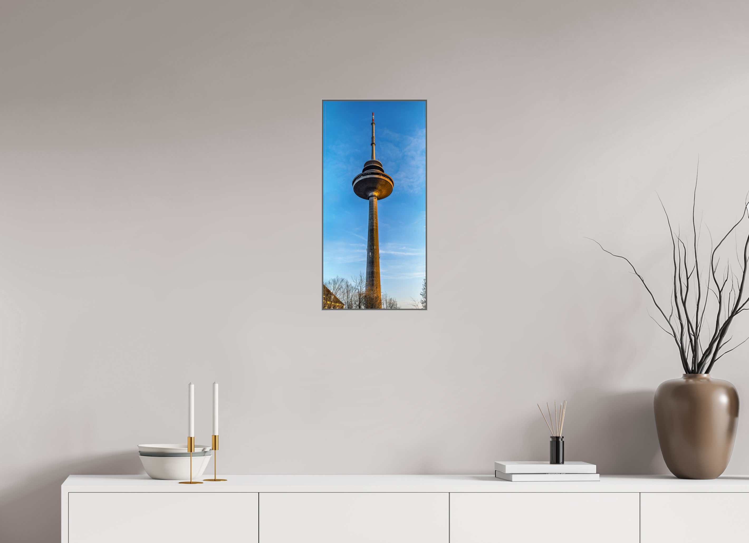 30 x 60,8 cm, Alurahmen 25mm Der Fernsehturm - ganz