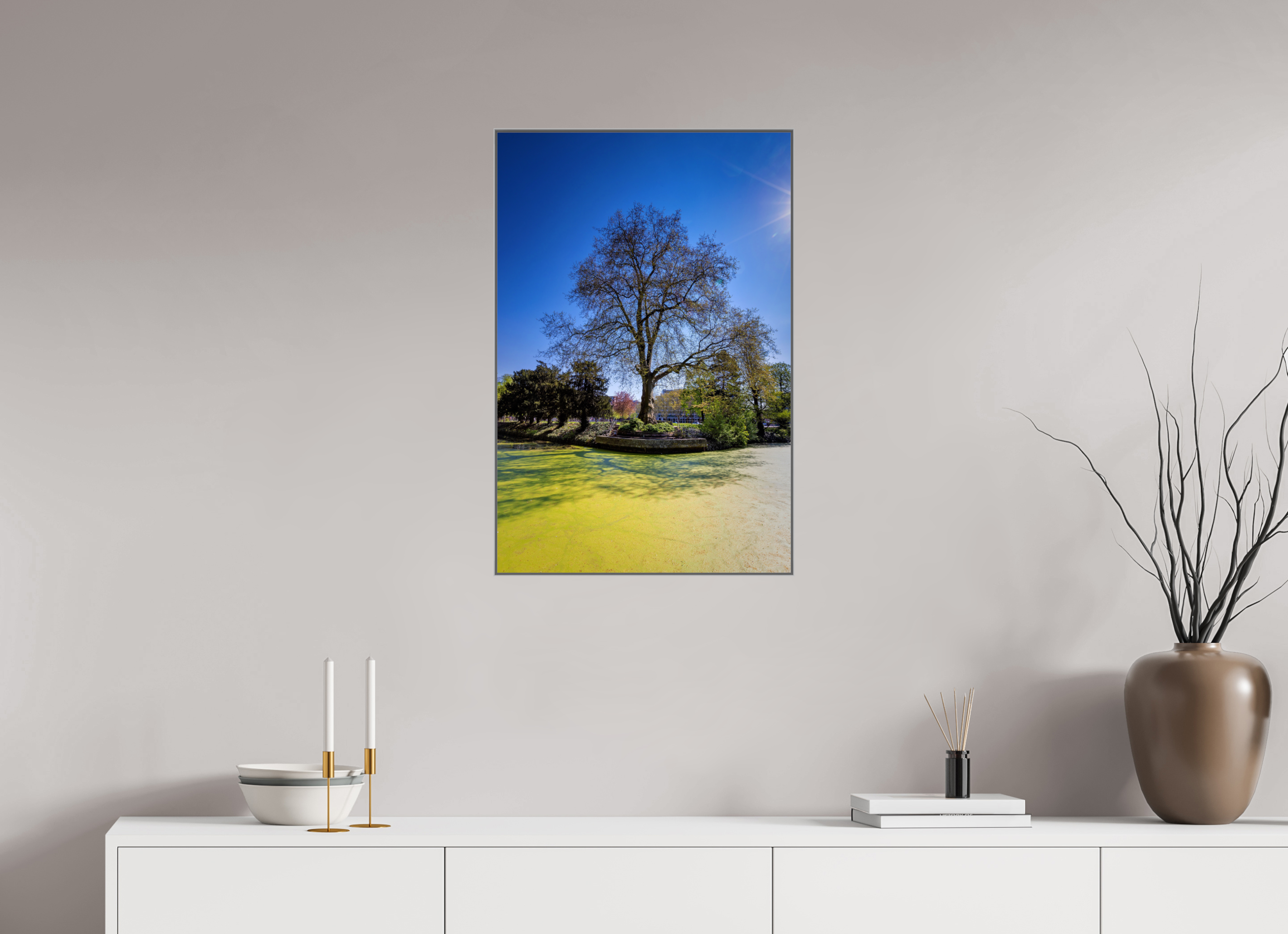 50 x 75 cm, Alurahmen 25mm Baum Enegelenschanze