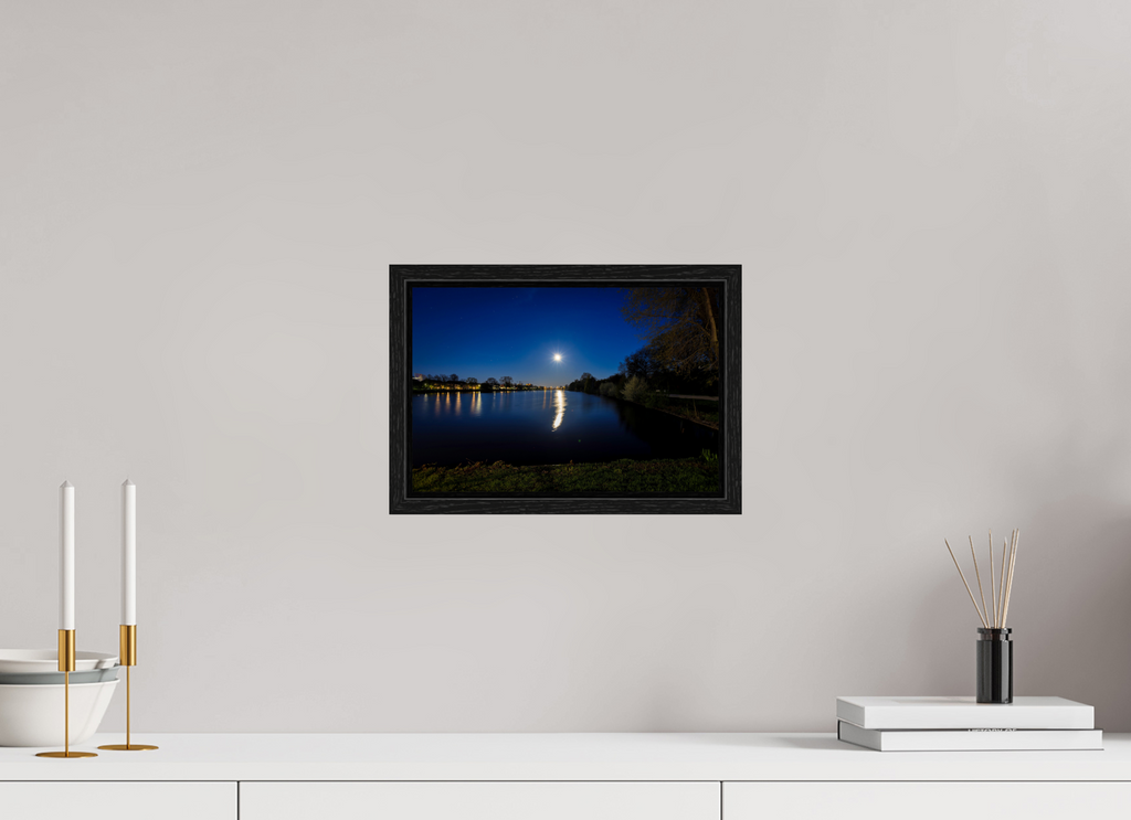 30 x 20 cm, Floater Frame Aasee bei Nacht