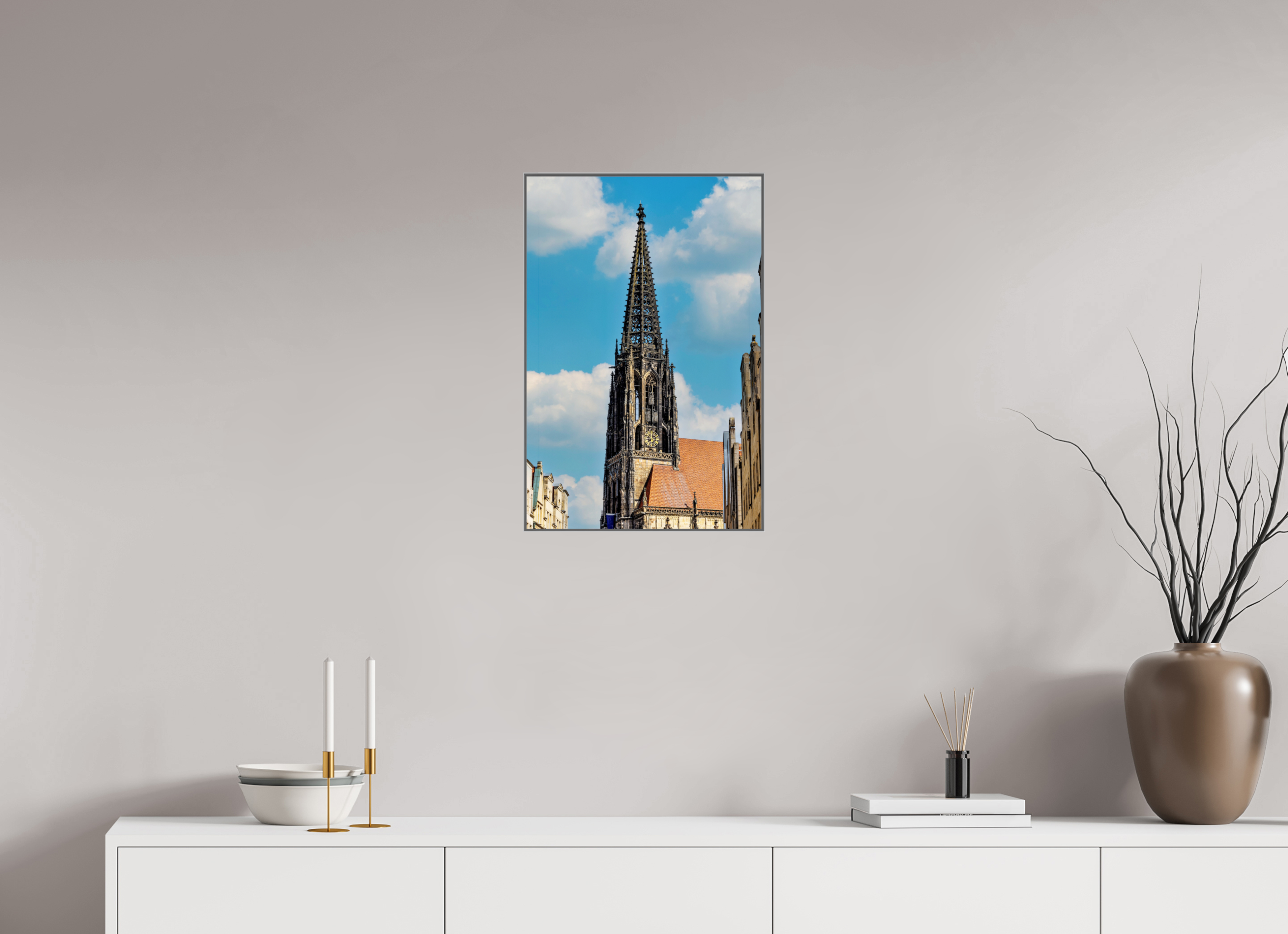 40 x 60 cm, Alurahmen 25mm Lambertikirche - Der Turm