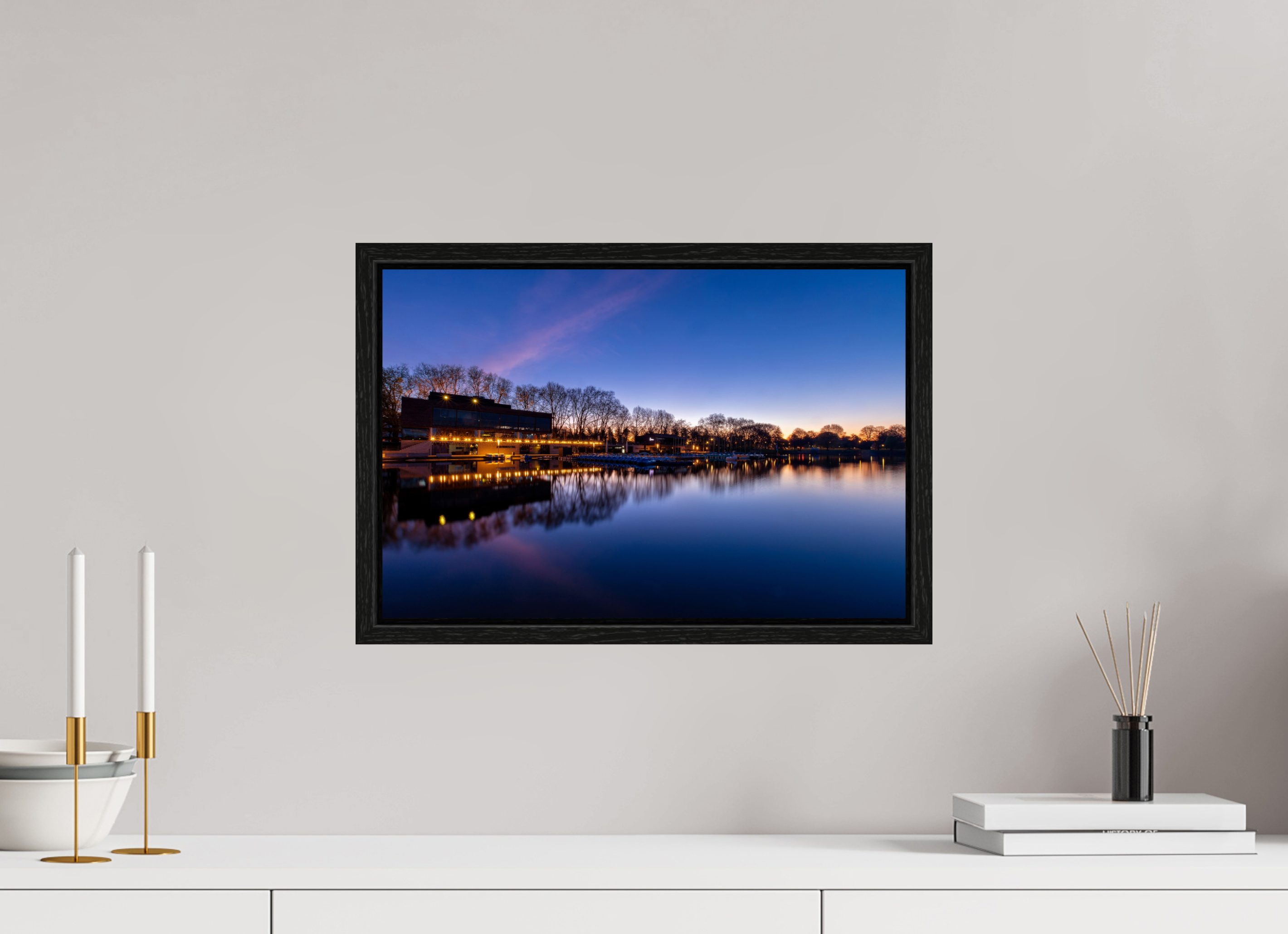 45 x 30 cm, Floater Frame Der Aasee - Die Häuser