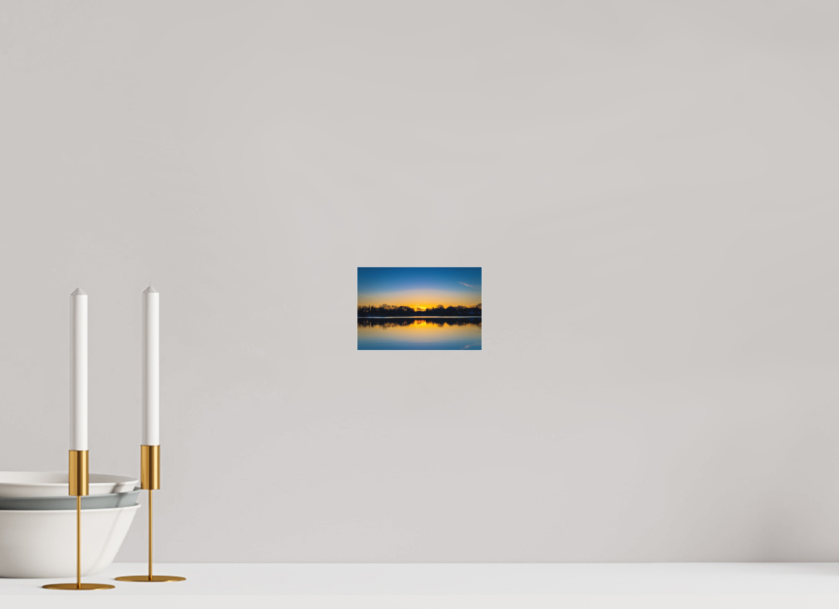 15 x 10 cm, Acrylglas Fine Art Pigmentdruck Der Aasee bei Sonnenaufgang