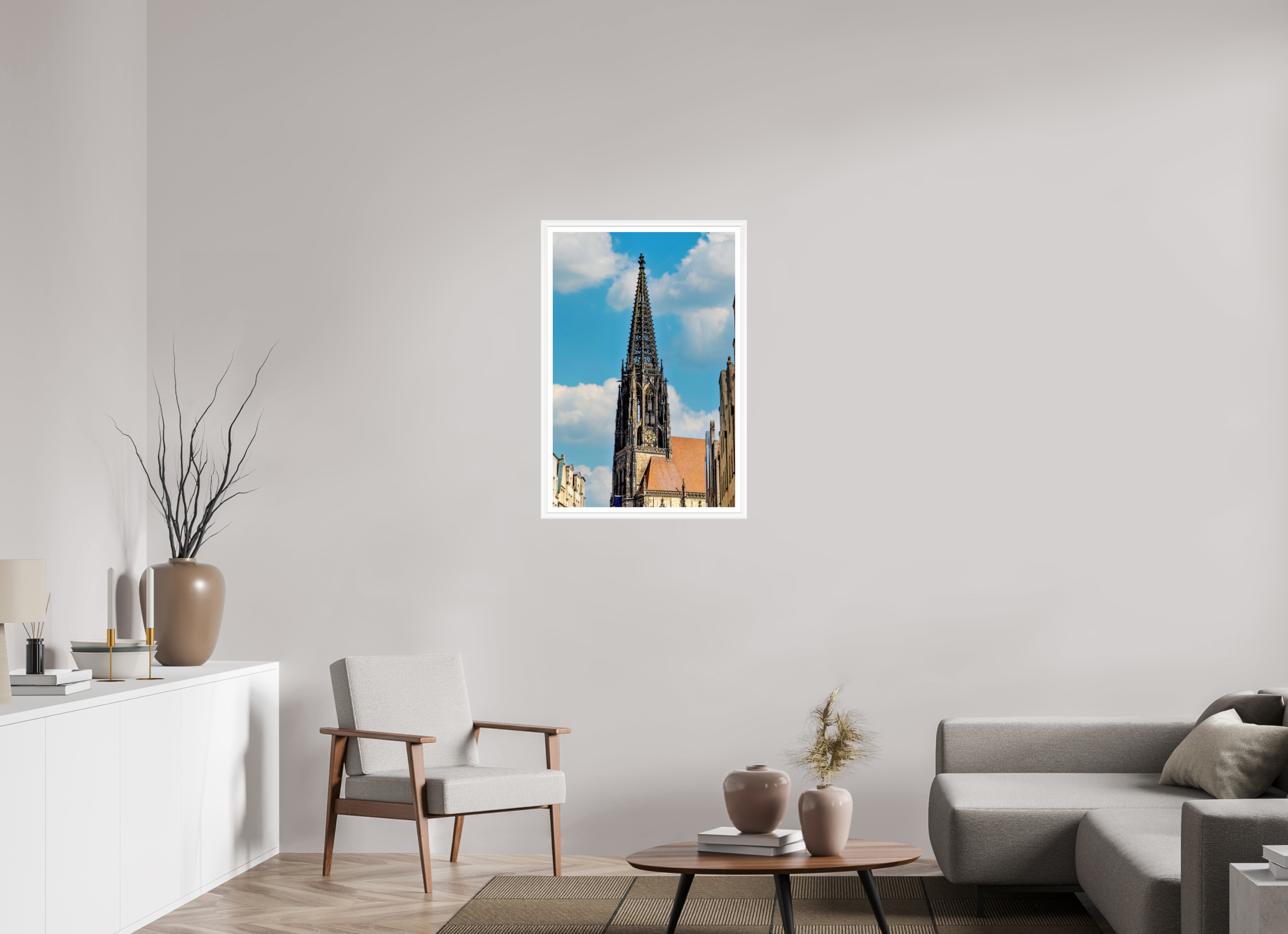 60 x 90 cm, Bern weiß und Rand Lambertikirche - Der Turm