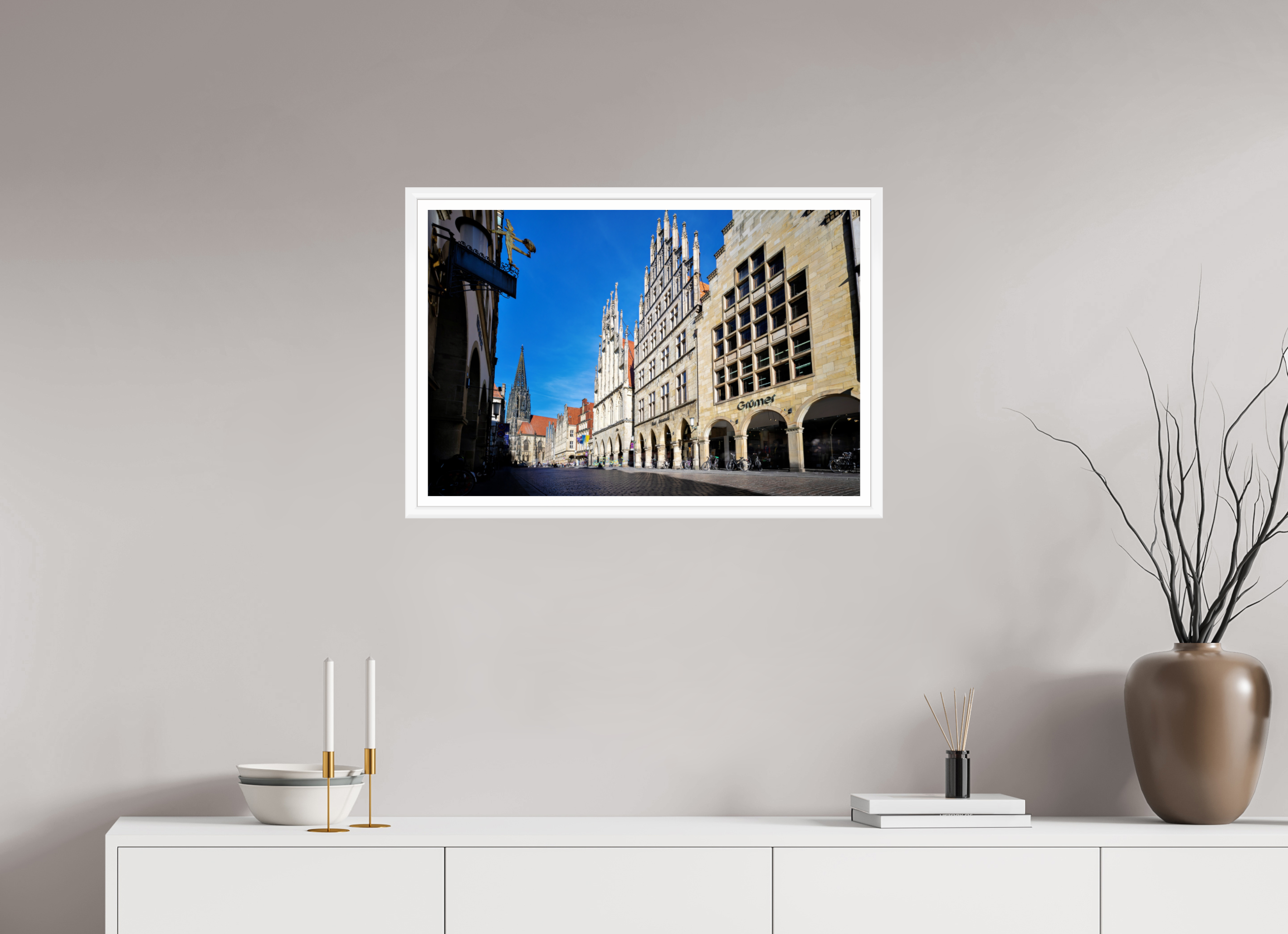 75 x 50 cm, Bern weiß und Rand Prinzipalmarkt mit Lamberti