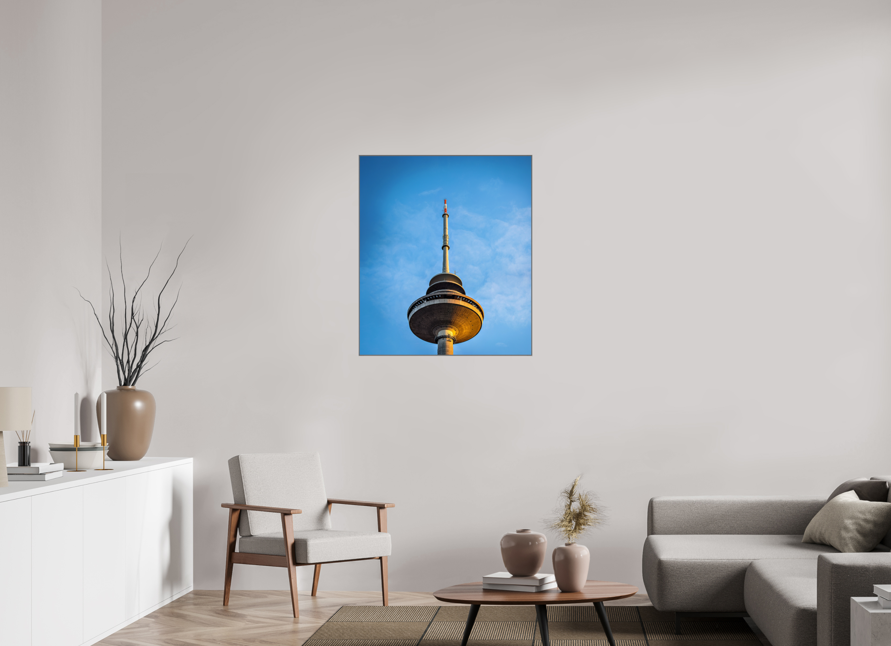 80 x 92,7 cm, Alurahmen 25mm Der Fernsehturm - Die Spitze