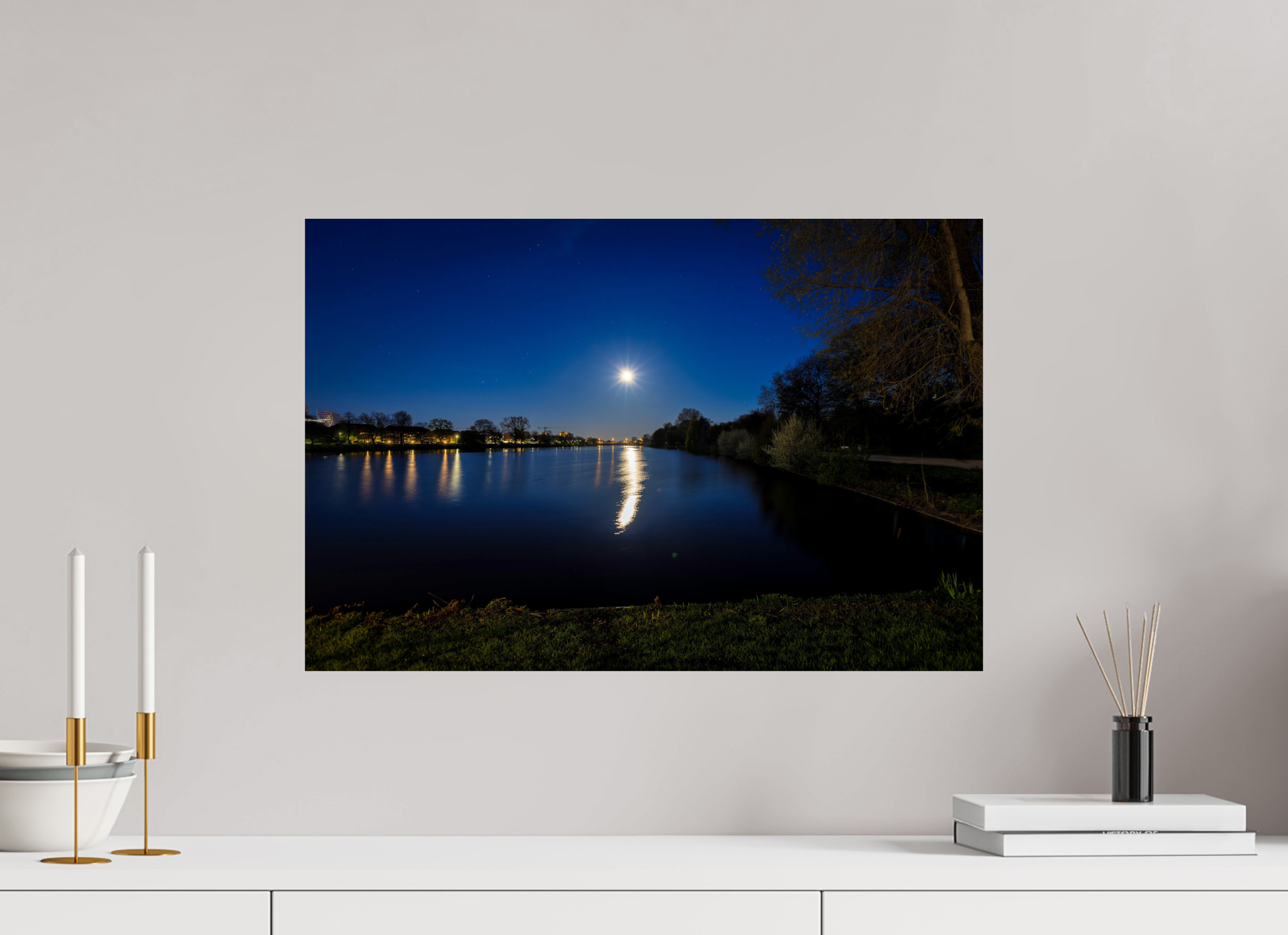 60 x 40 cm, Photo Print On Fuji Crystal DP II Aasee bei Nacht