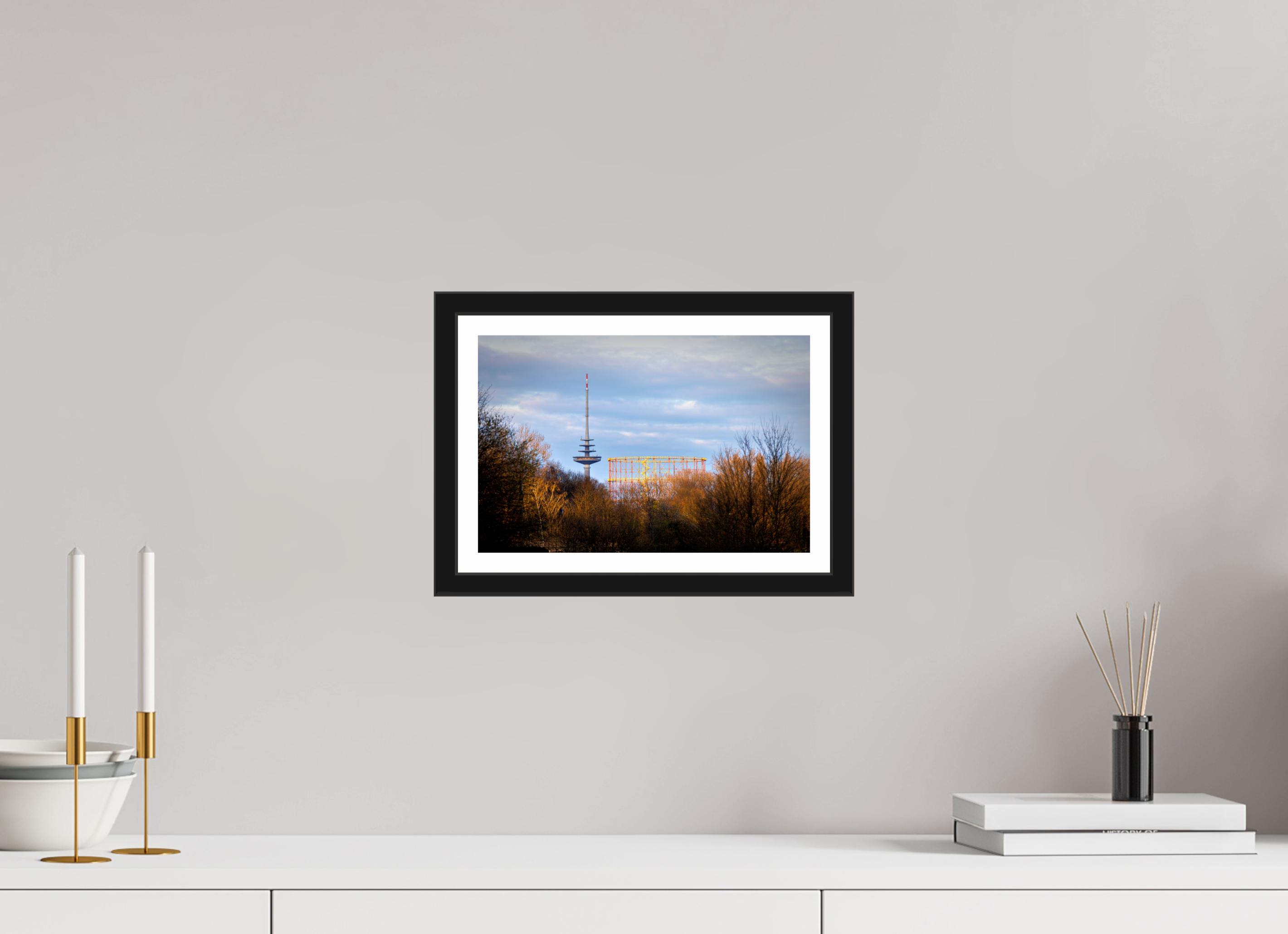 30 x 20 cm, Bern und Rand Fernsehturm und Gasometer