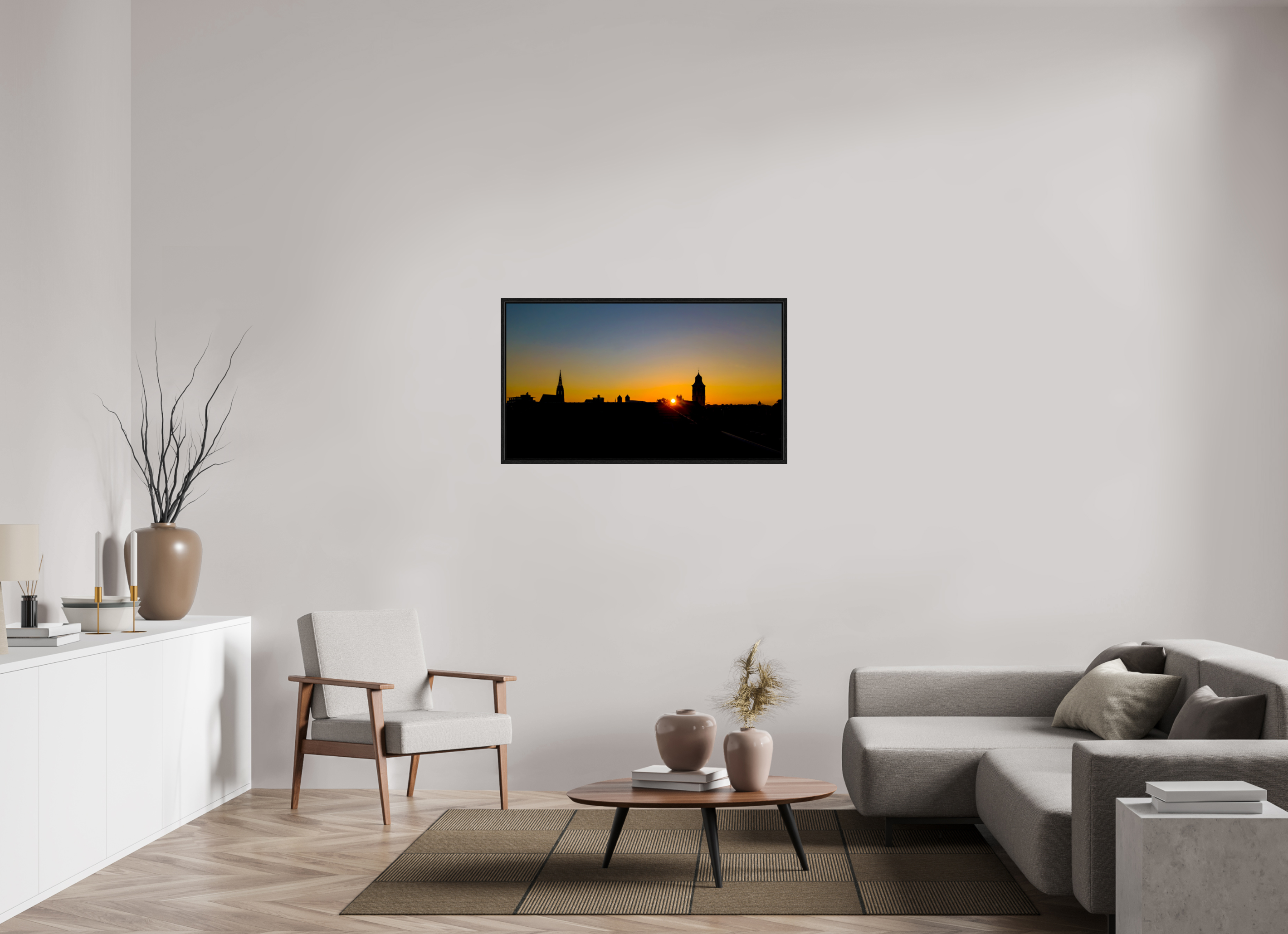 112 x 63 cm, Floater Frame Skyline / Sonnenuntergang 2