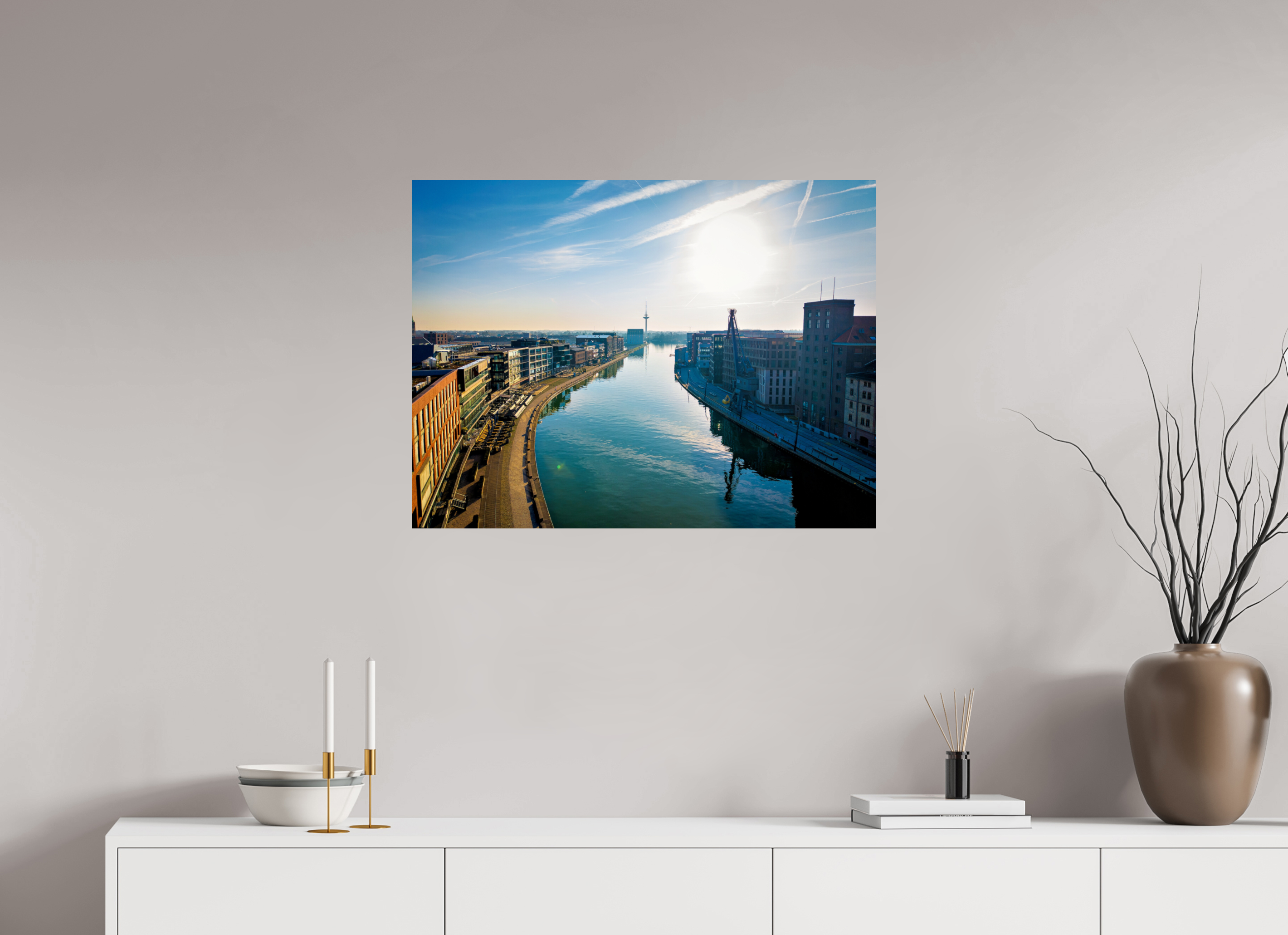 80 x 60 cm, Photo Print On Fuji Crystal DP II Münster Hafen – Ruhe zwischen Stahl und Wasser
