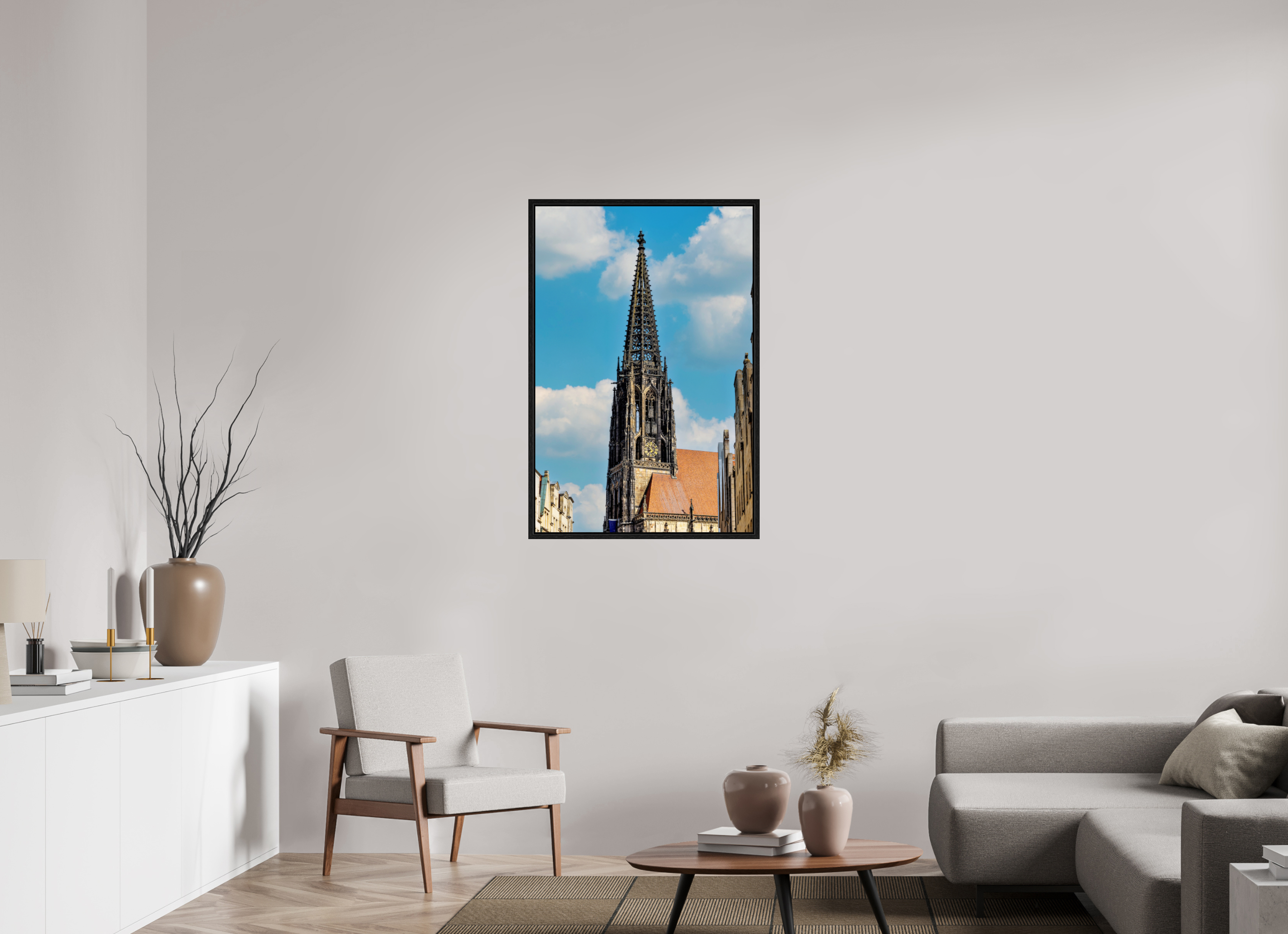 70 x 105 cm, Floater Frame Lambertikirche - Der Turm