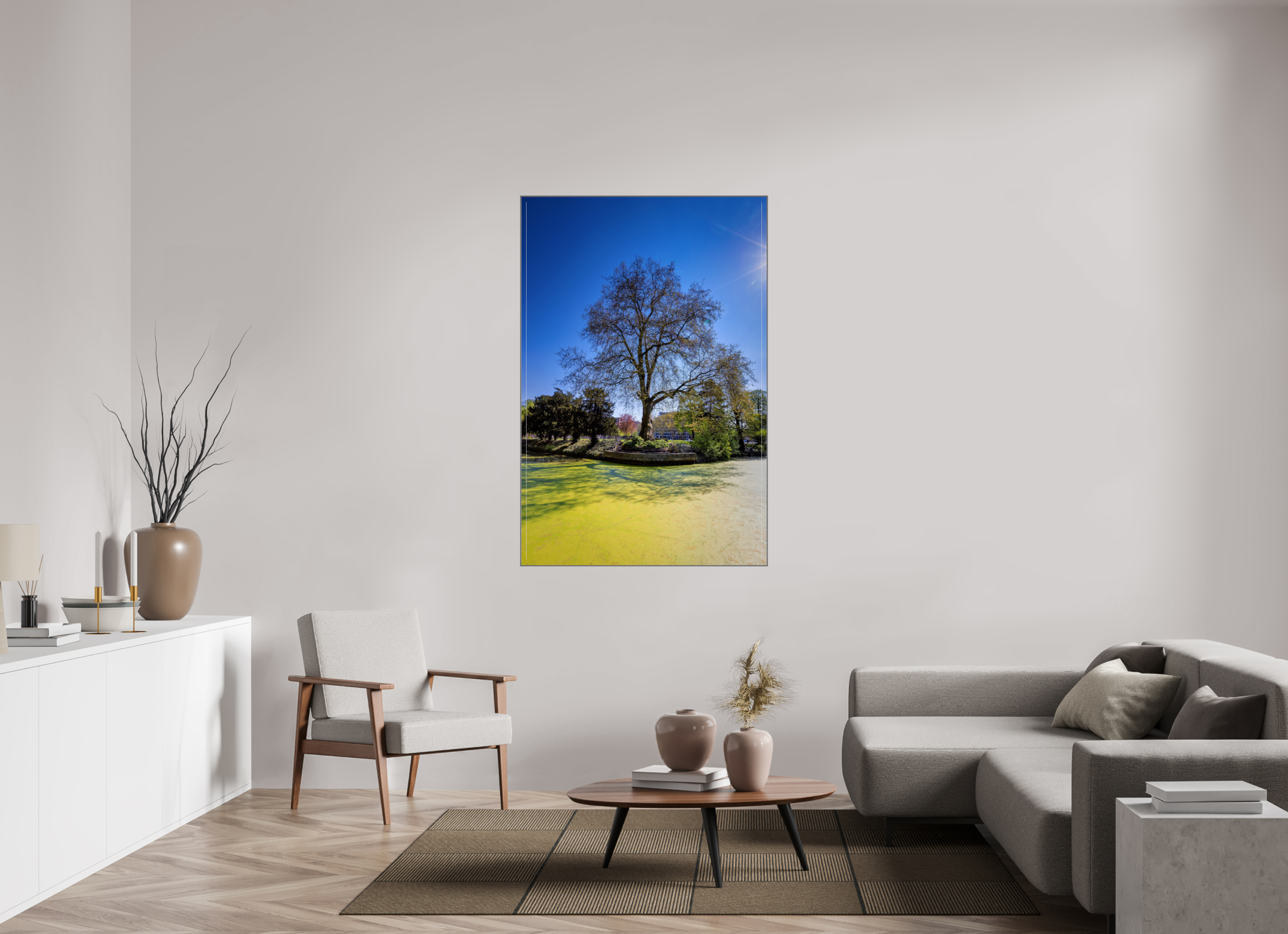 100 x 150 cm, Alurahmen 25mm Baum Enegelenschanze