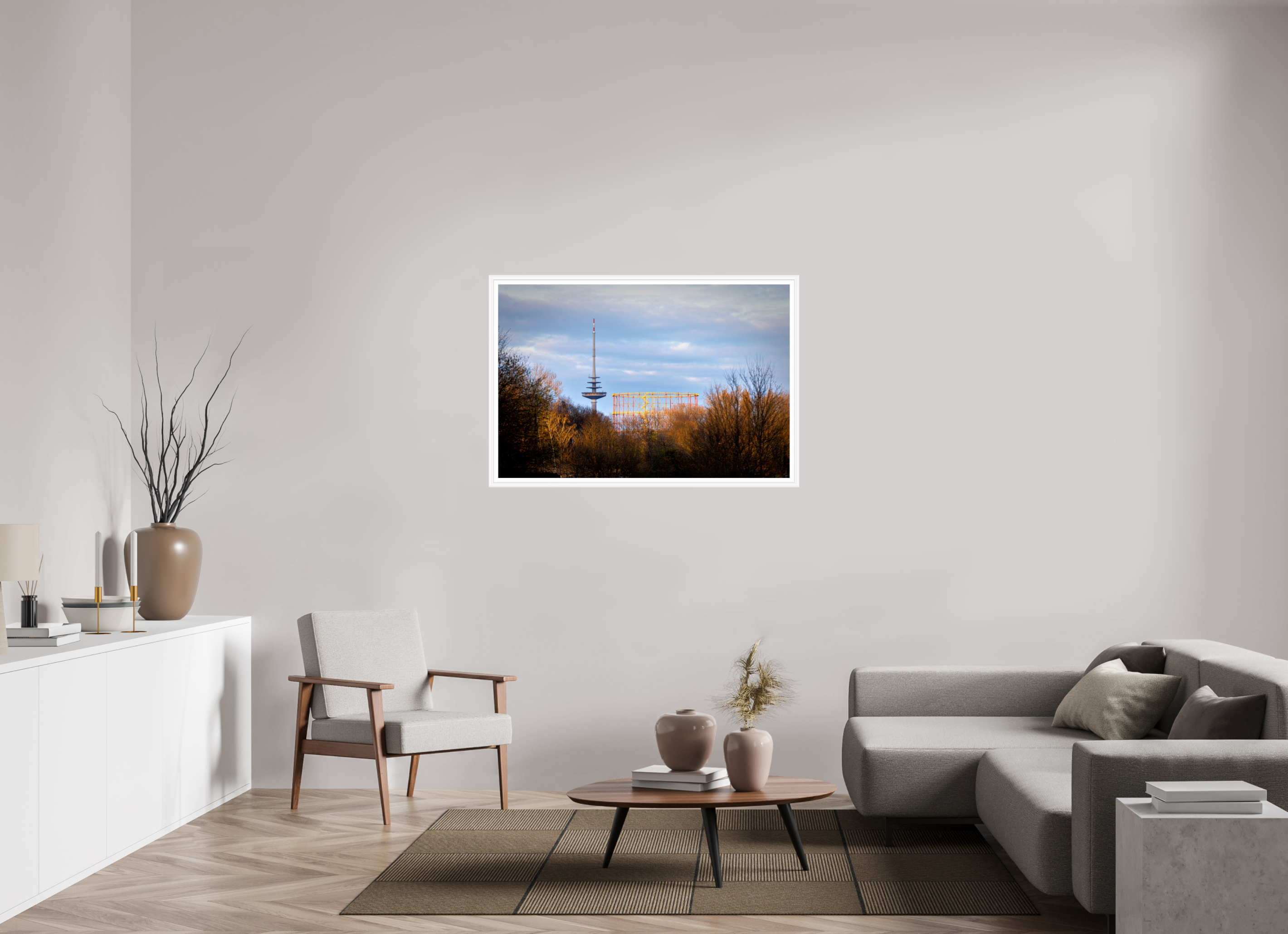 120 x 80 cm, Bern weiß und Rand Fernsehturm und Gasometer