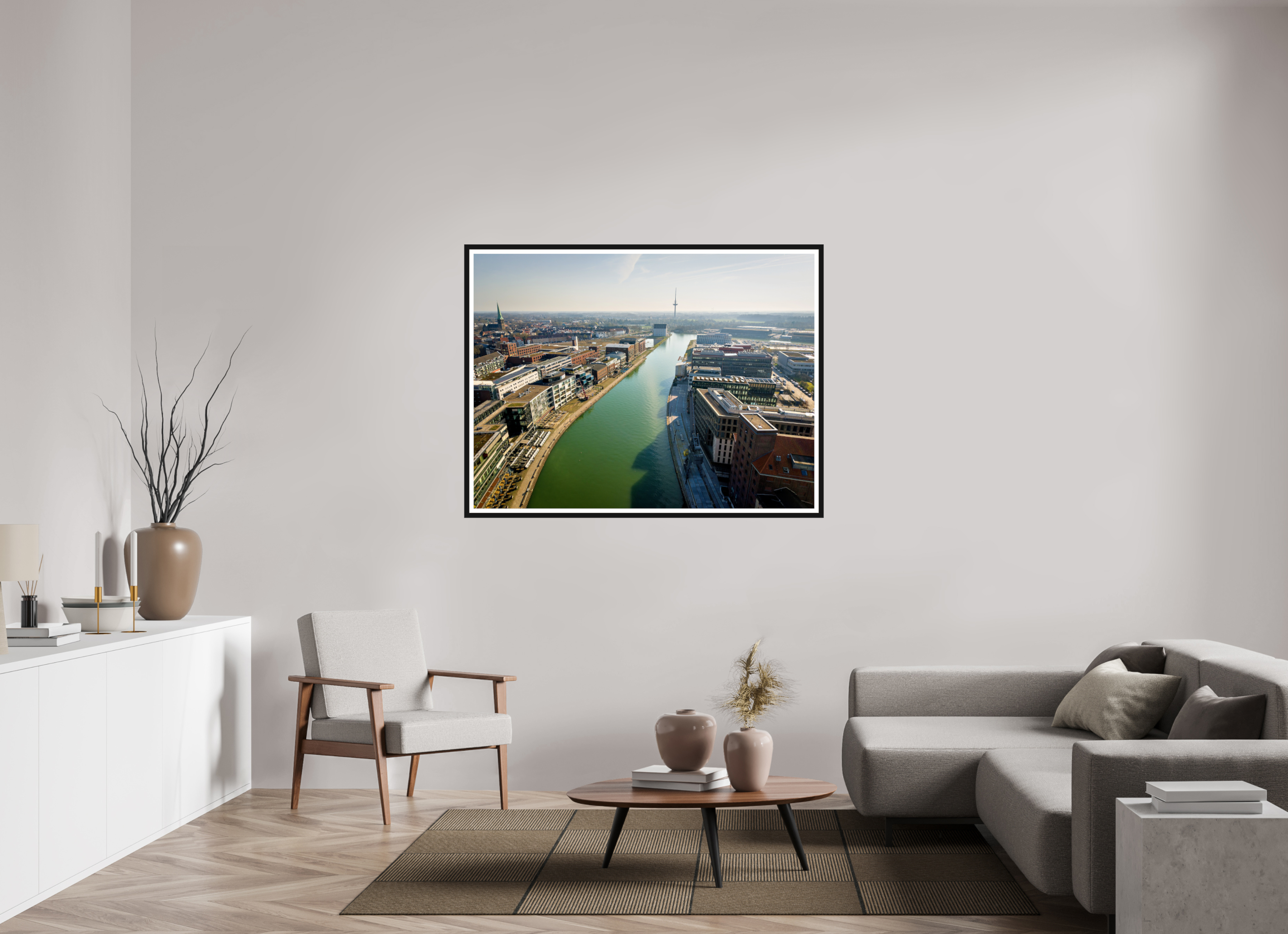 140 x 105 cm, Bern und Rand Münster Hafen – Ruhe zwischen Stahl und Wasser