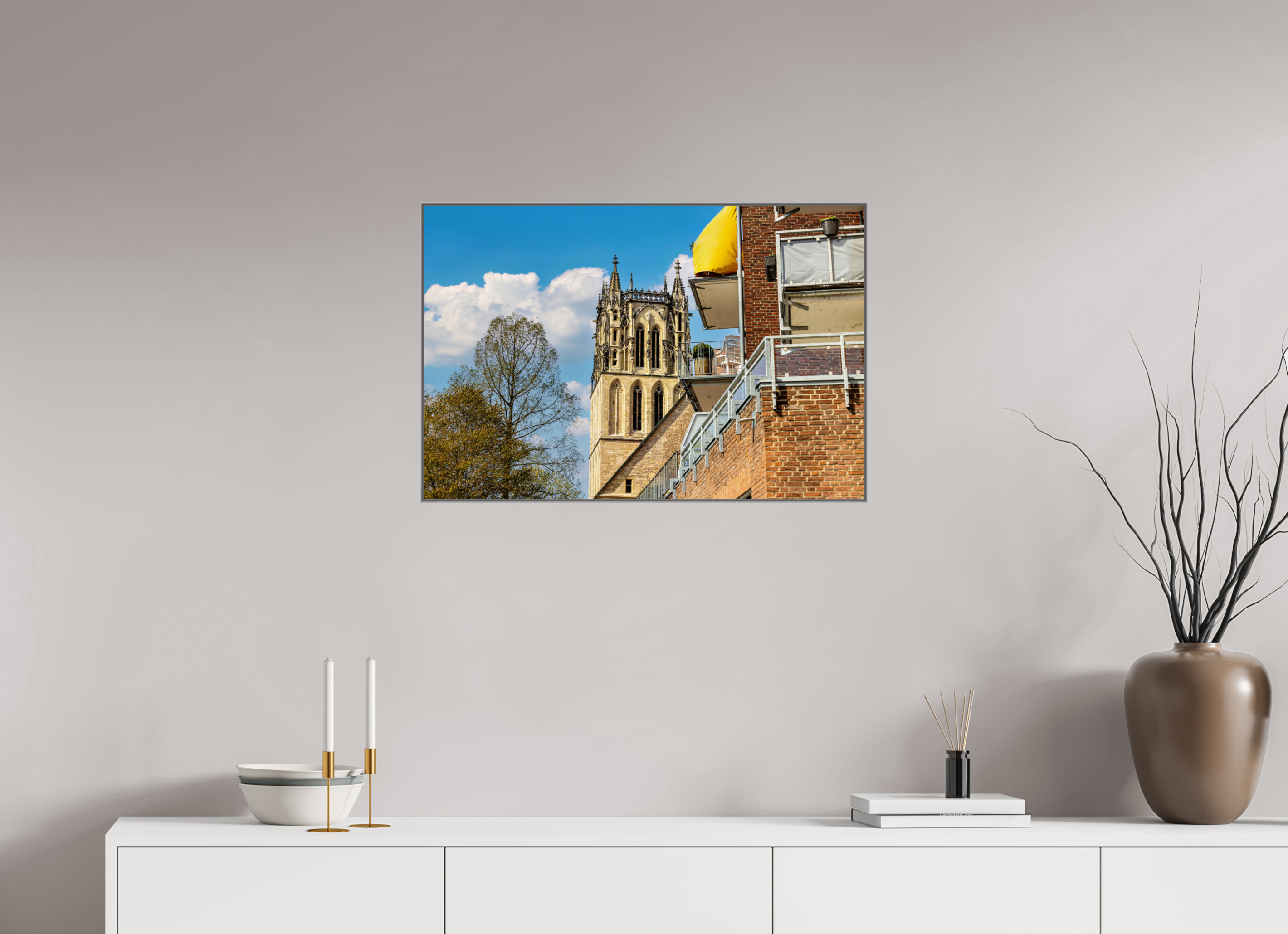 75 x 50 cm, Alurahmen 25mm Überwasserkirche - Der Turm