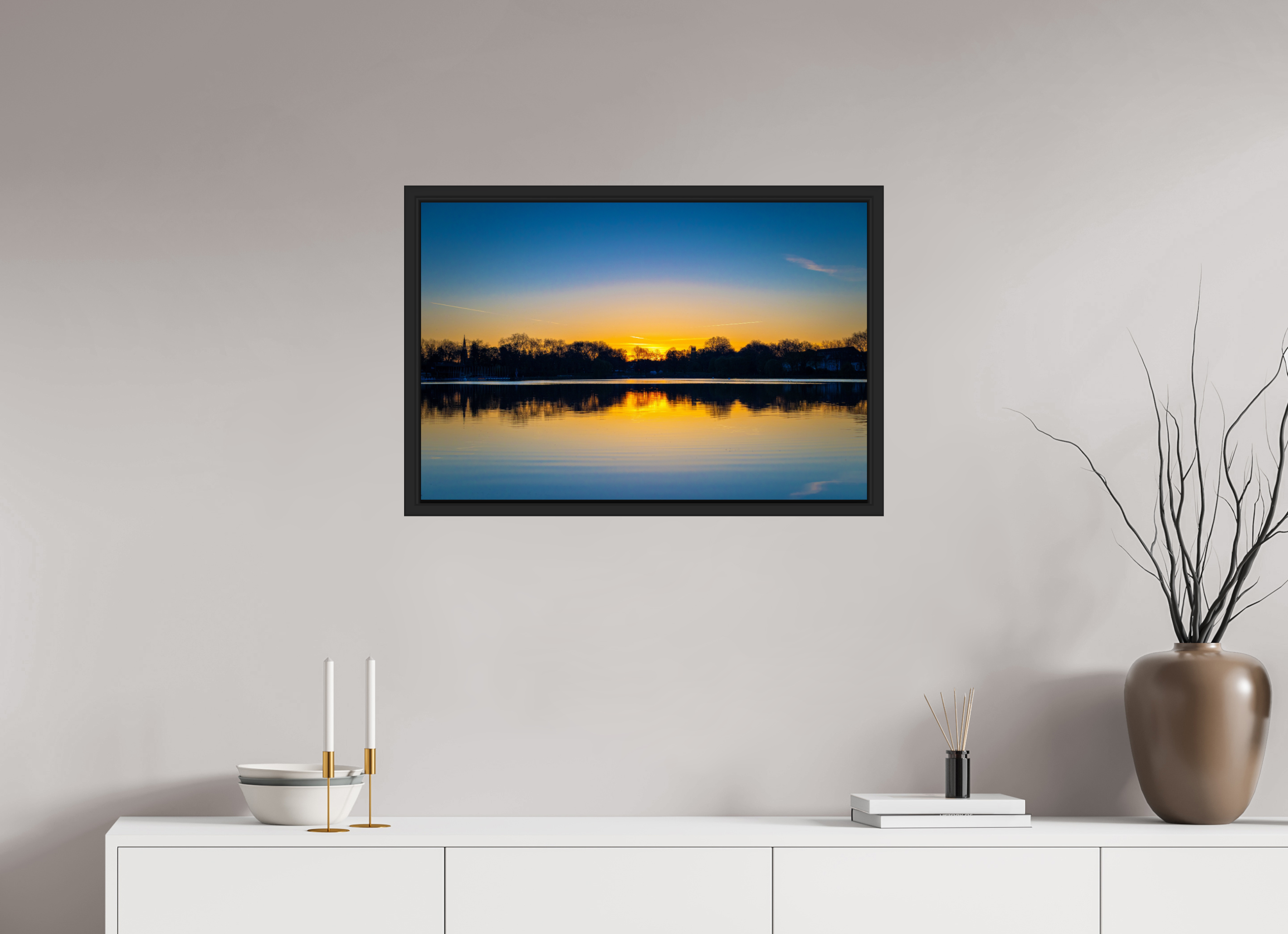 75 x 50 cm, Tokyo 20mm Schattenfuge 4mm Der Aasee bei Sonnenaufgang