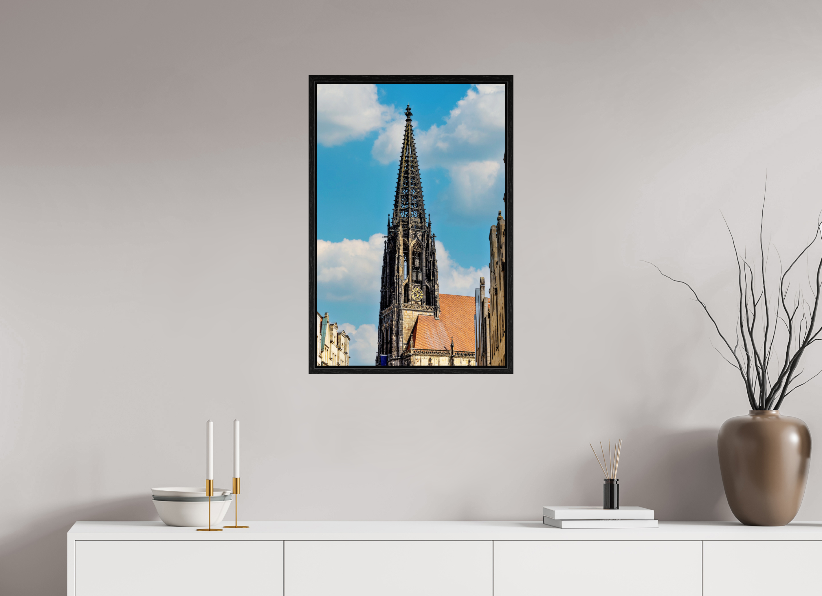 50 x 75 cm, Floater Frame Lambertikirche - Der Turm