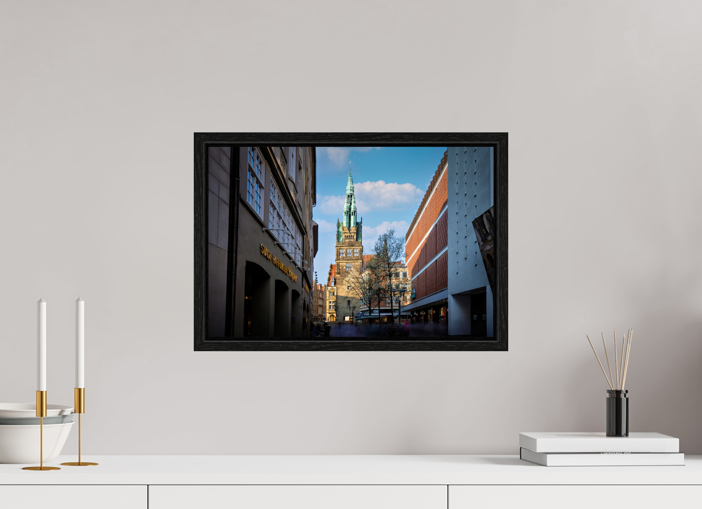 45 x 30 cm, Floater Frame Der Stadthausturm