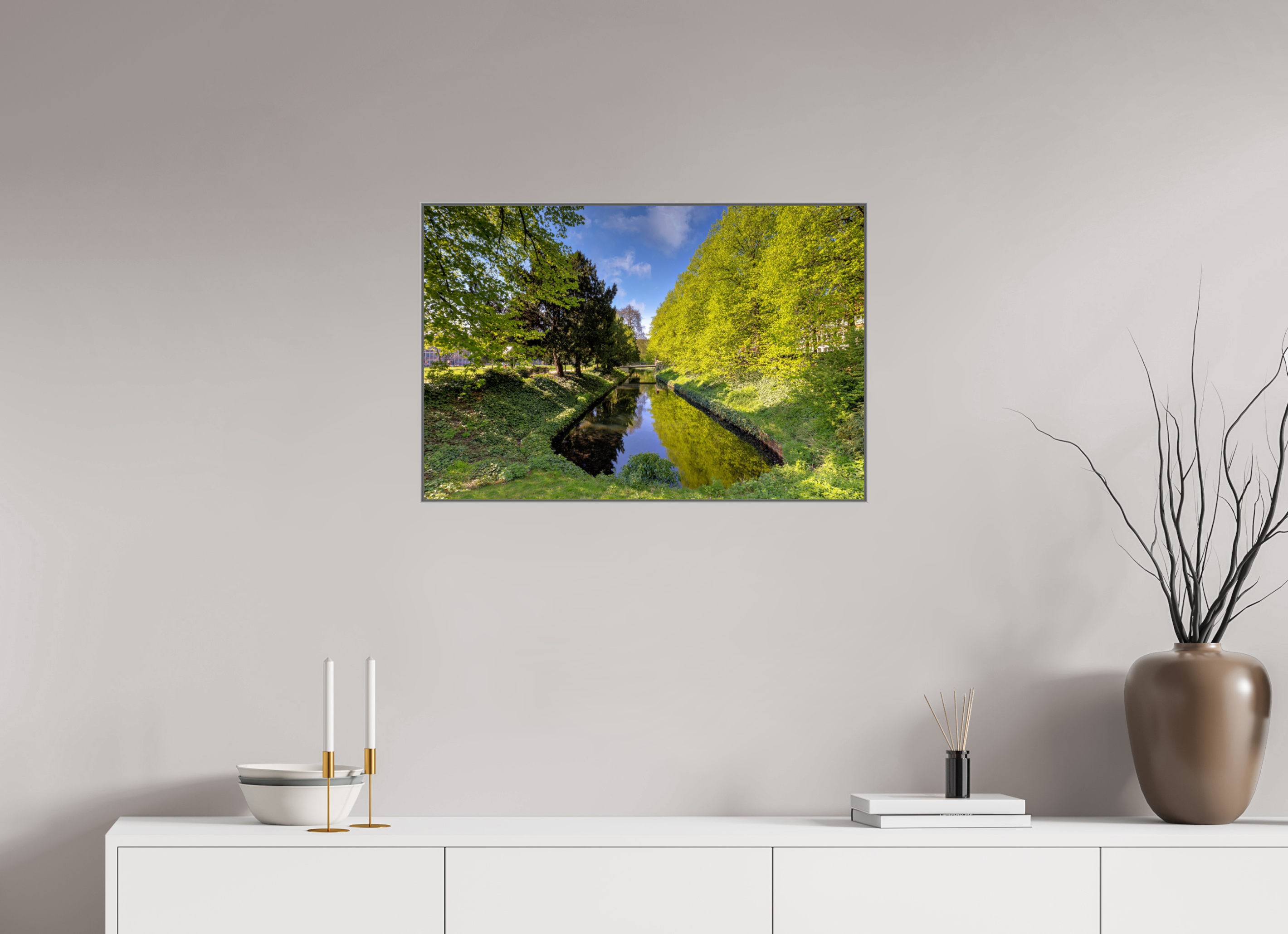 75 x 50 cm, Alurahmen 25mm Wassergraben an der Engelenschanze
