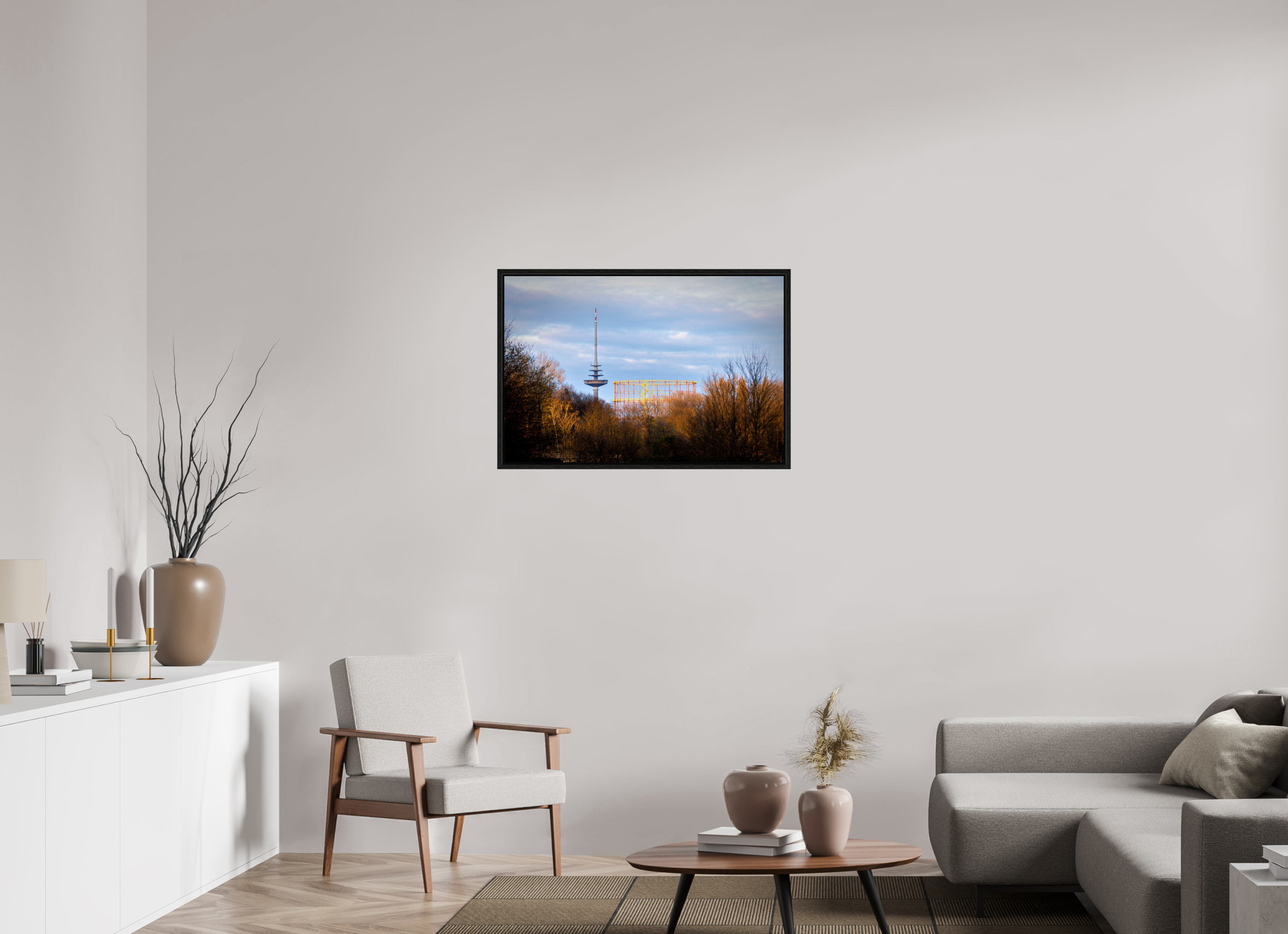 90 x 60 cm, Floater Frame Fernsehturm und Gasometer