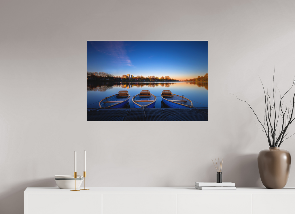 90 x 60 cm, Acrylglas Fine Art Pigmentdruck Der Aasee / Drei Boote