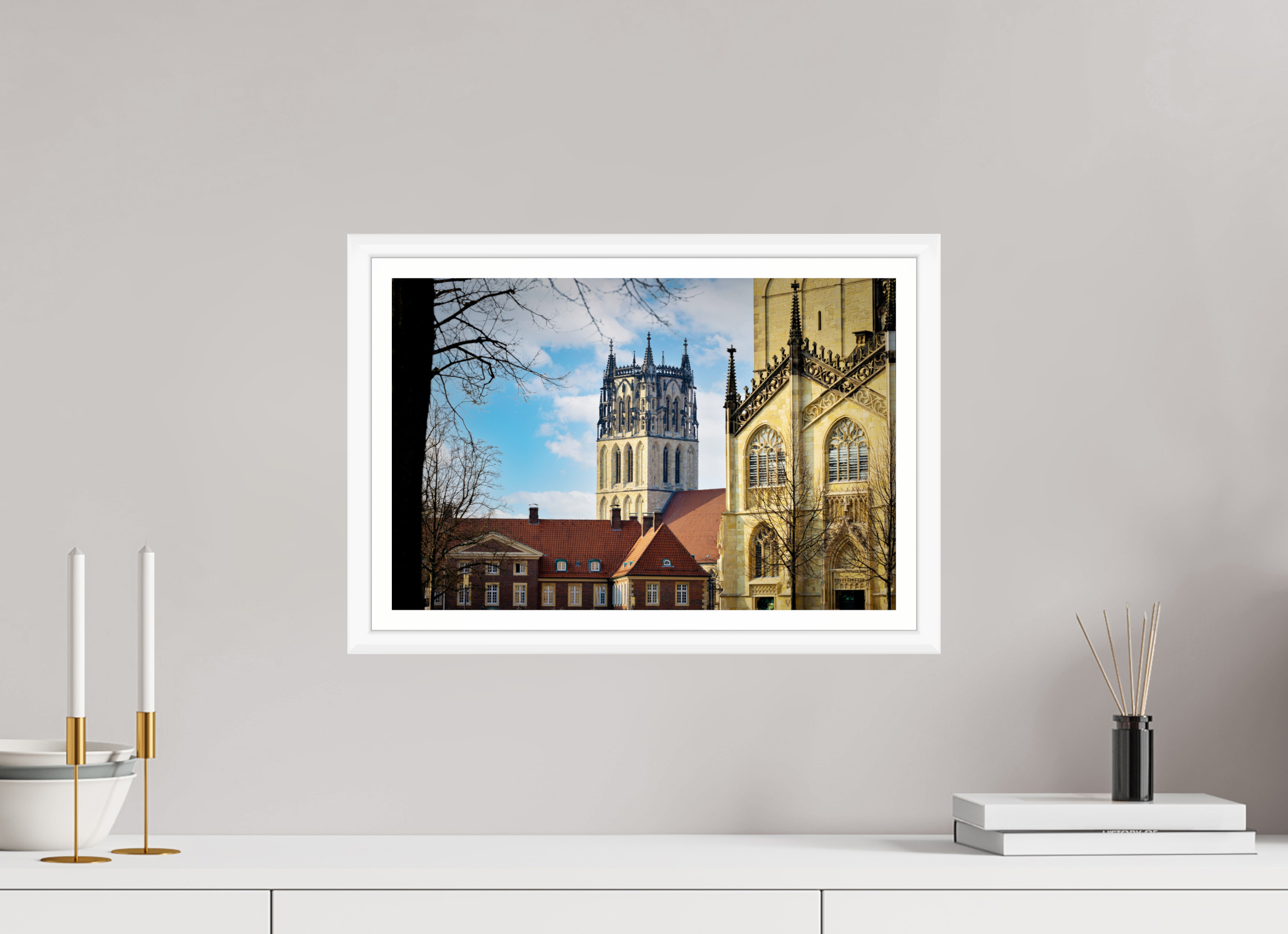 45 x 30 cm, Bern weiß und Rand Überwasserkirche mit Dom