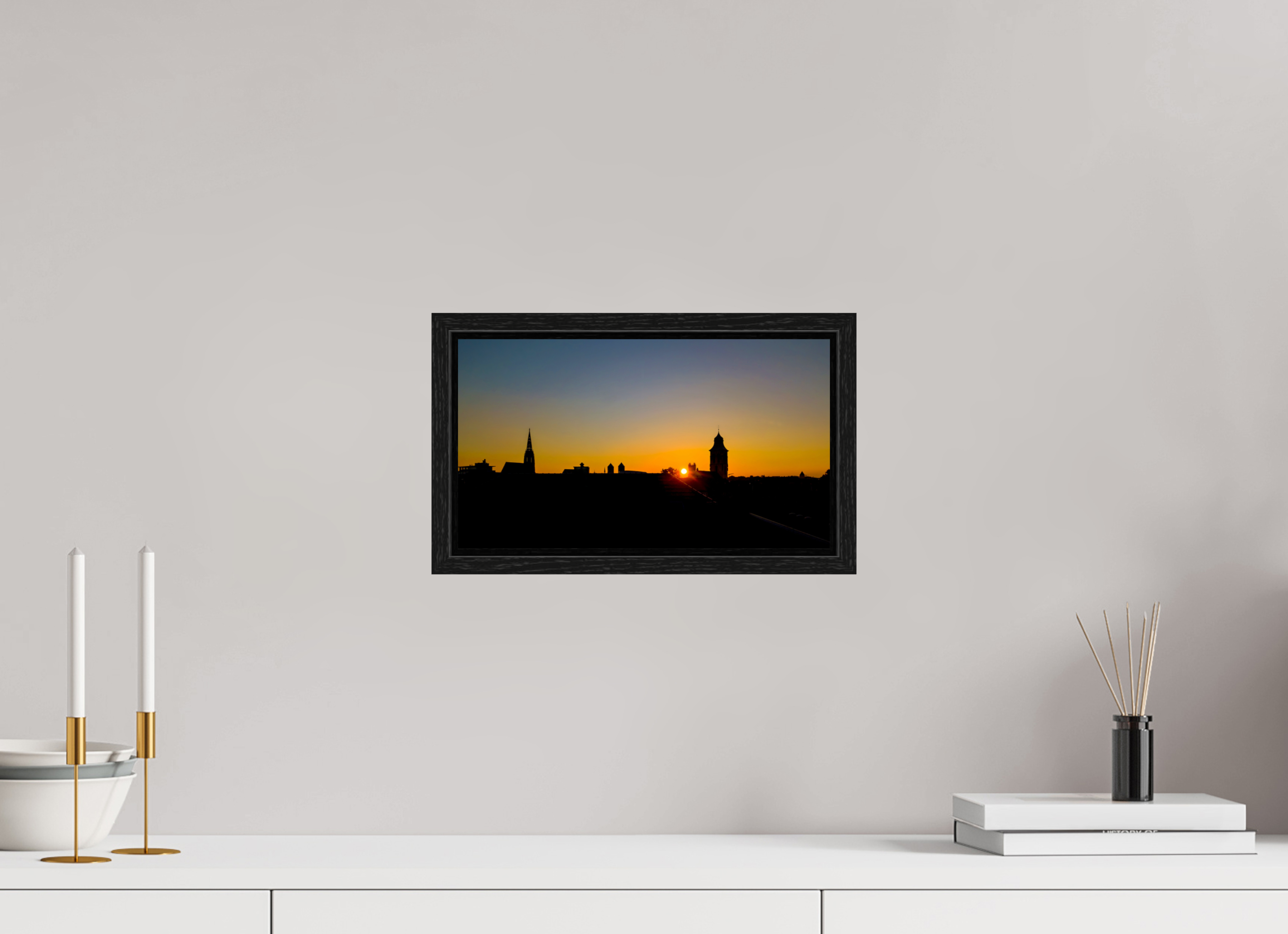 32 x 18 cm, Floater Frame Skyline / Sonnenuntergang 2