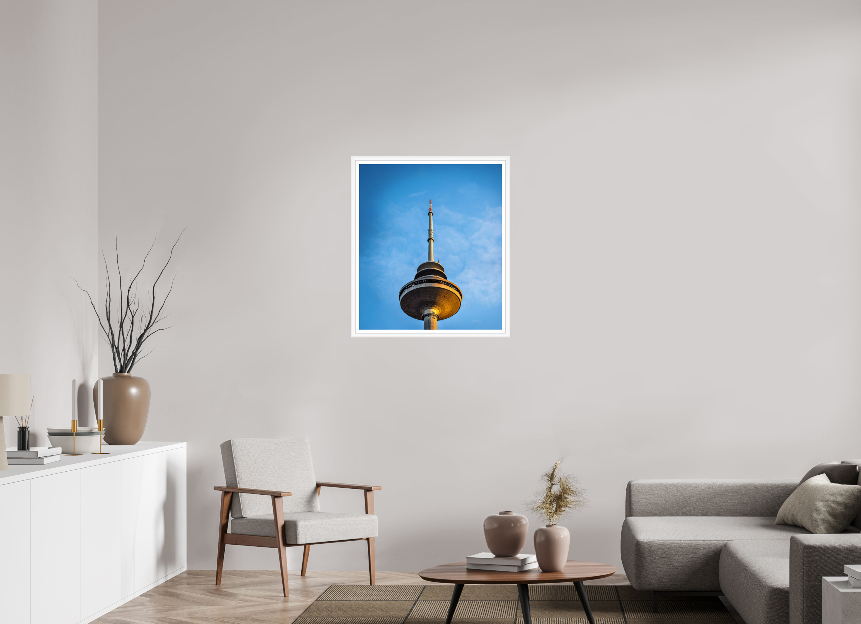 70 x 81,1 cm, Bern weiß und Rand Der Fernsehturm - Die Spitze