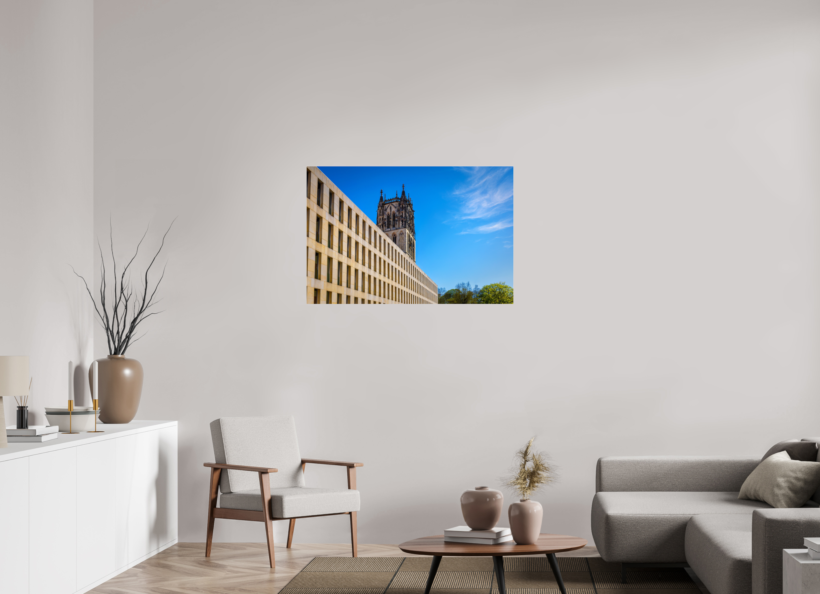 105 x 70 cm, Photo Print Under Acrylic Glass Überwasserkirche / Bibliothek