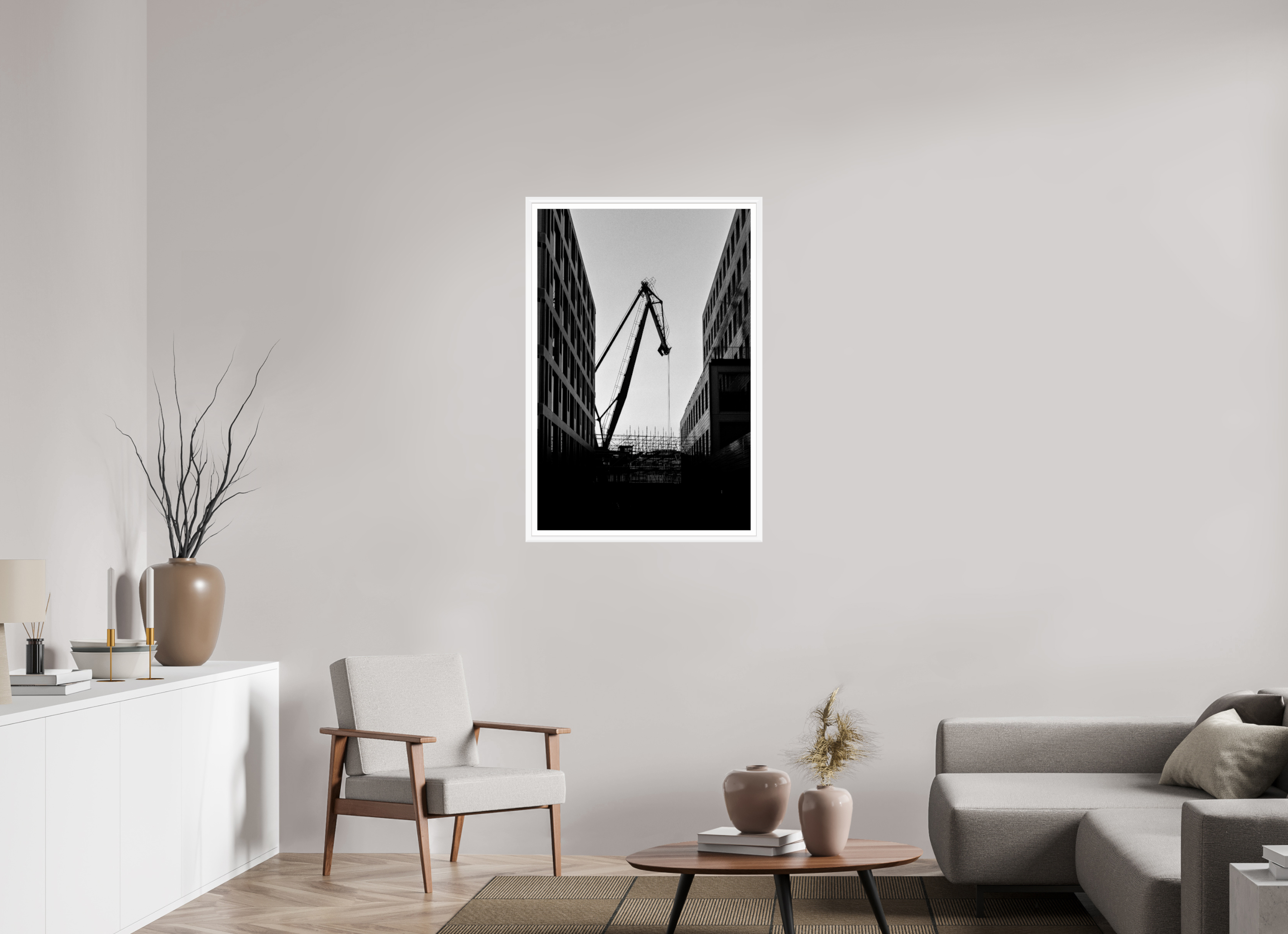 70 x 105 cm, Bern weiß und Rand Der Hafenkran im Hochformat