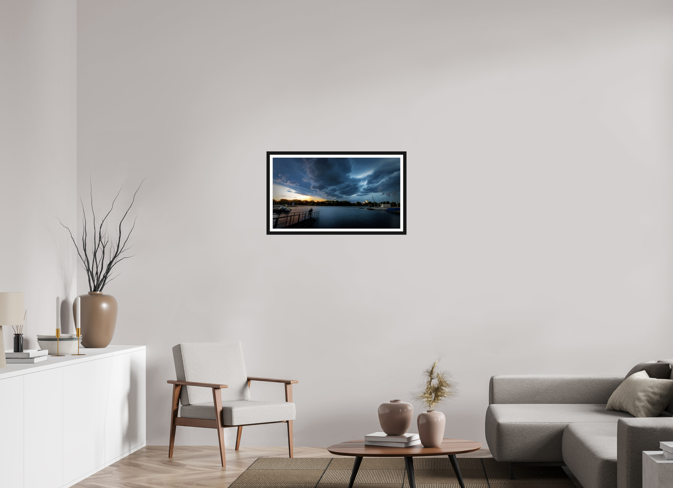 80 x 45 cm, Bern und Rand Der Aasee im Gewitter