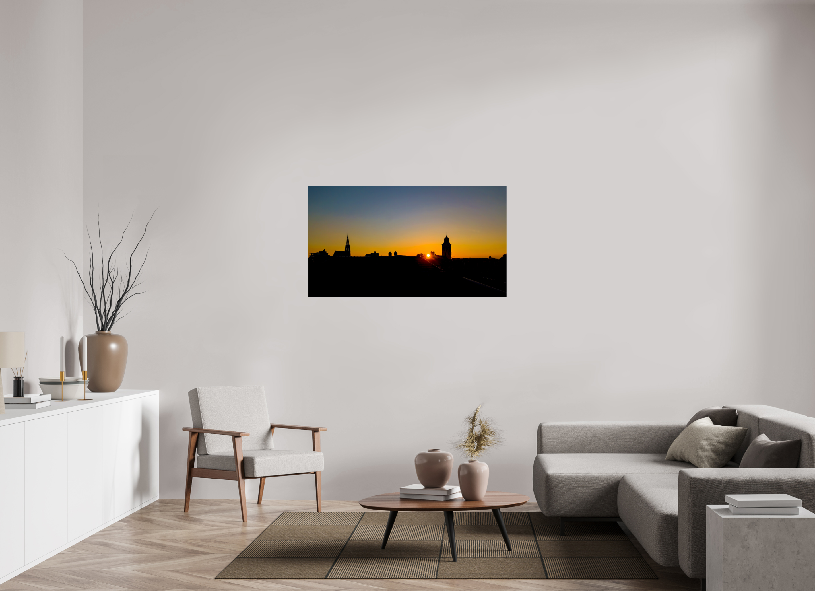 128 x 72 cm, Baryta - Fine Art Skyline / Sonnenuntergang