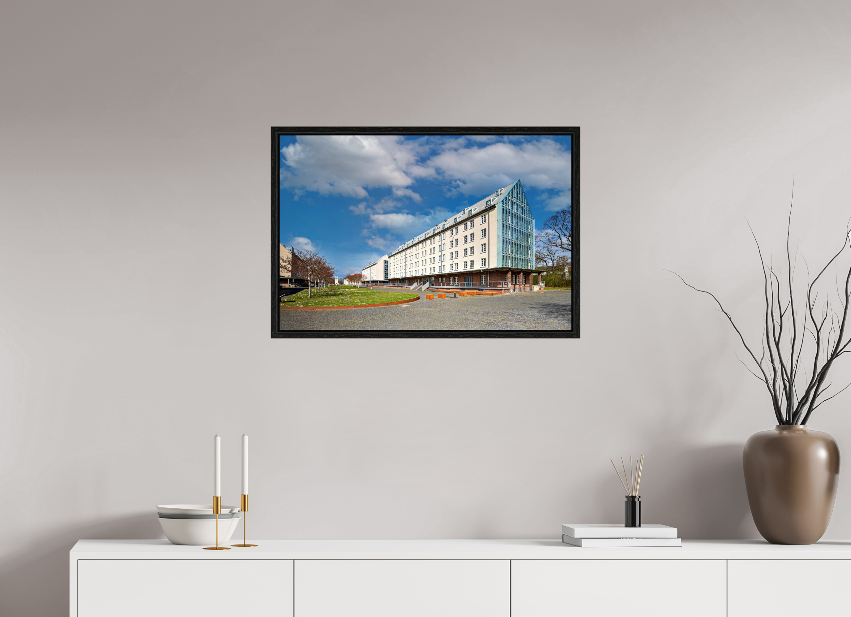 75 x 50 cm, Floater Frame Die Speicherstadt