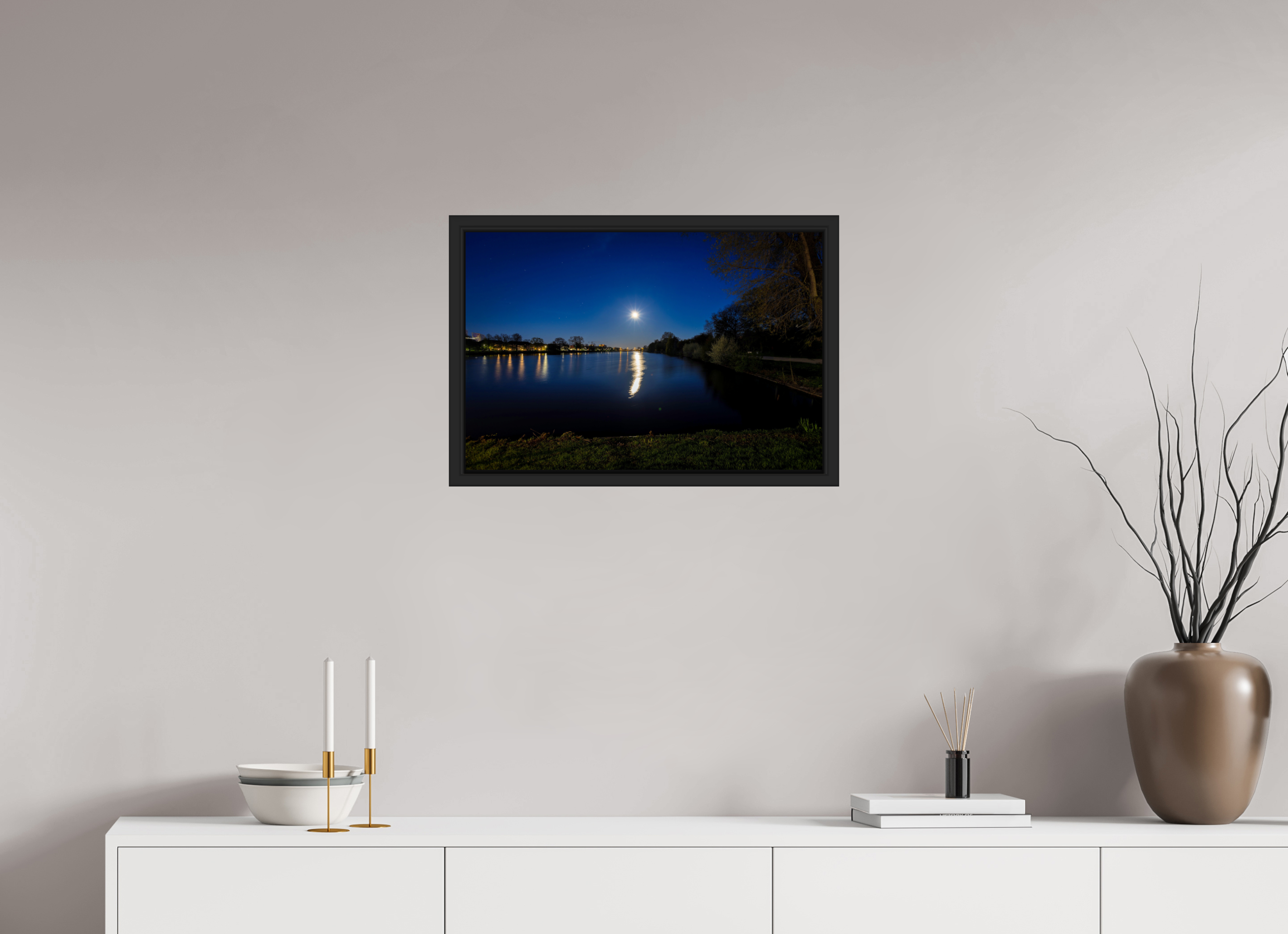 60 x 40 cm, Tokyo 20mm Schattenfuge 4mm Aasee bei Nacht