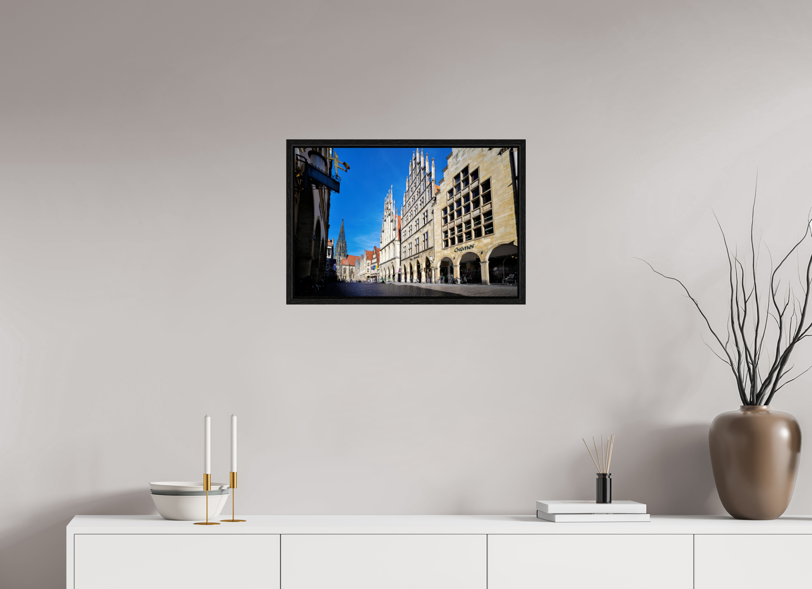 60 x 40 cm, Floater Frame Prinzipalmarkt mit Lamberti