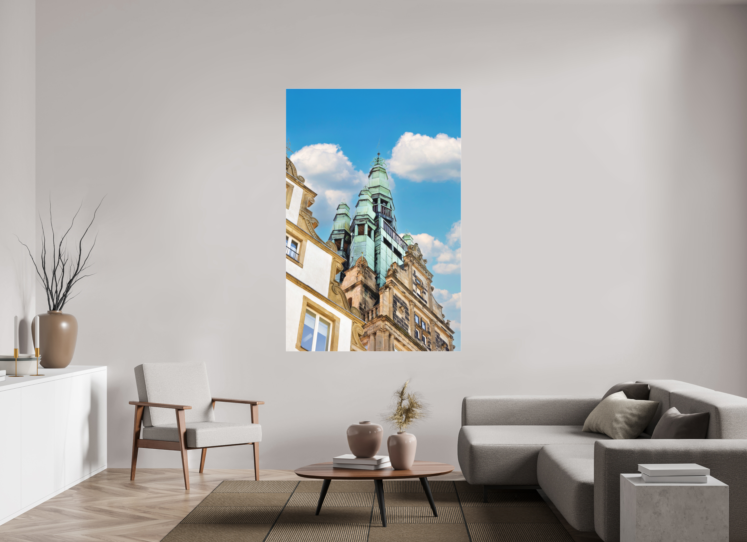 120 x 180 cm, Acrylglas Fine Art Pigmentdruck Der Stadthausturm im Hochformat