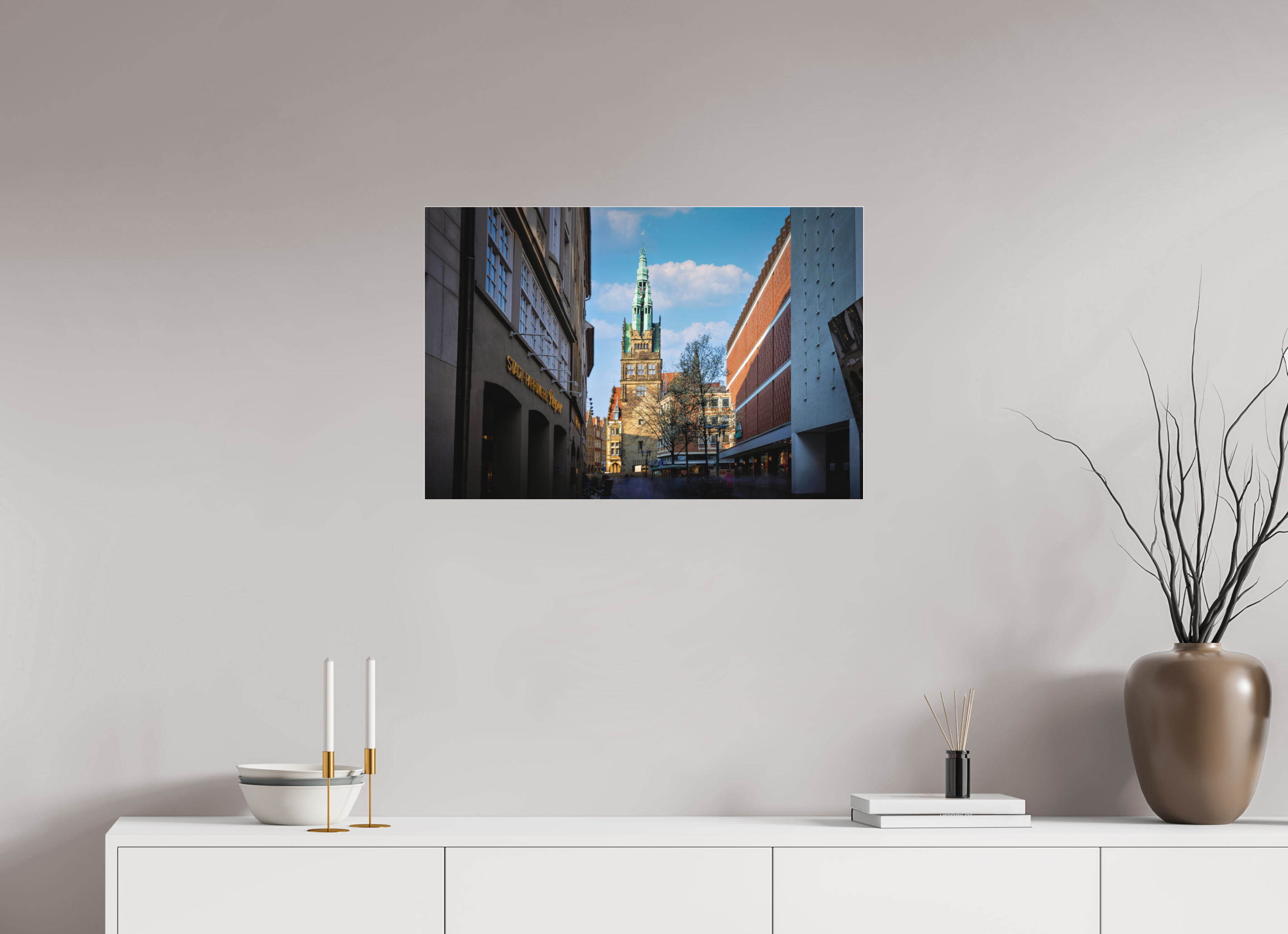 75 x 50 cm, Acrylglas Fine Art Pigmentdruck Der Stadthausturm