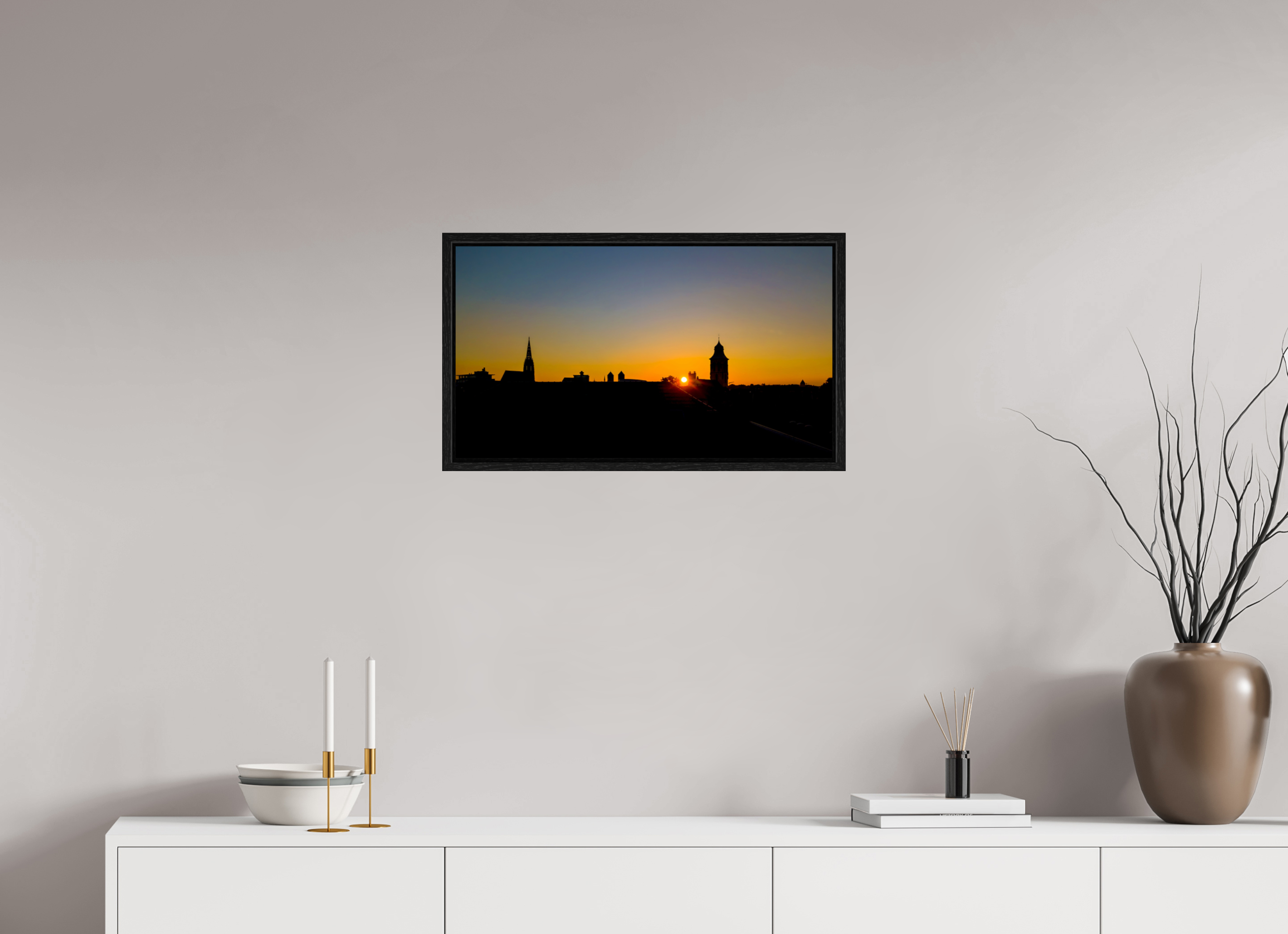 64 x 36 cm, Floater Frame Skyline / Sonnenuntergang 2