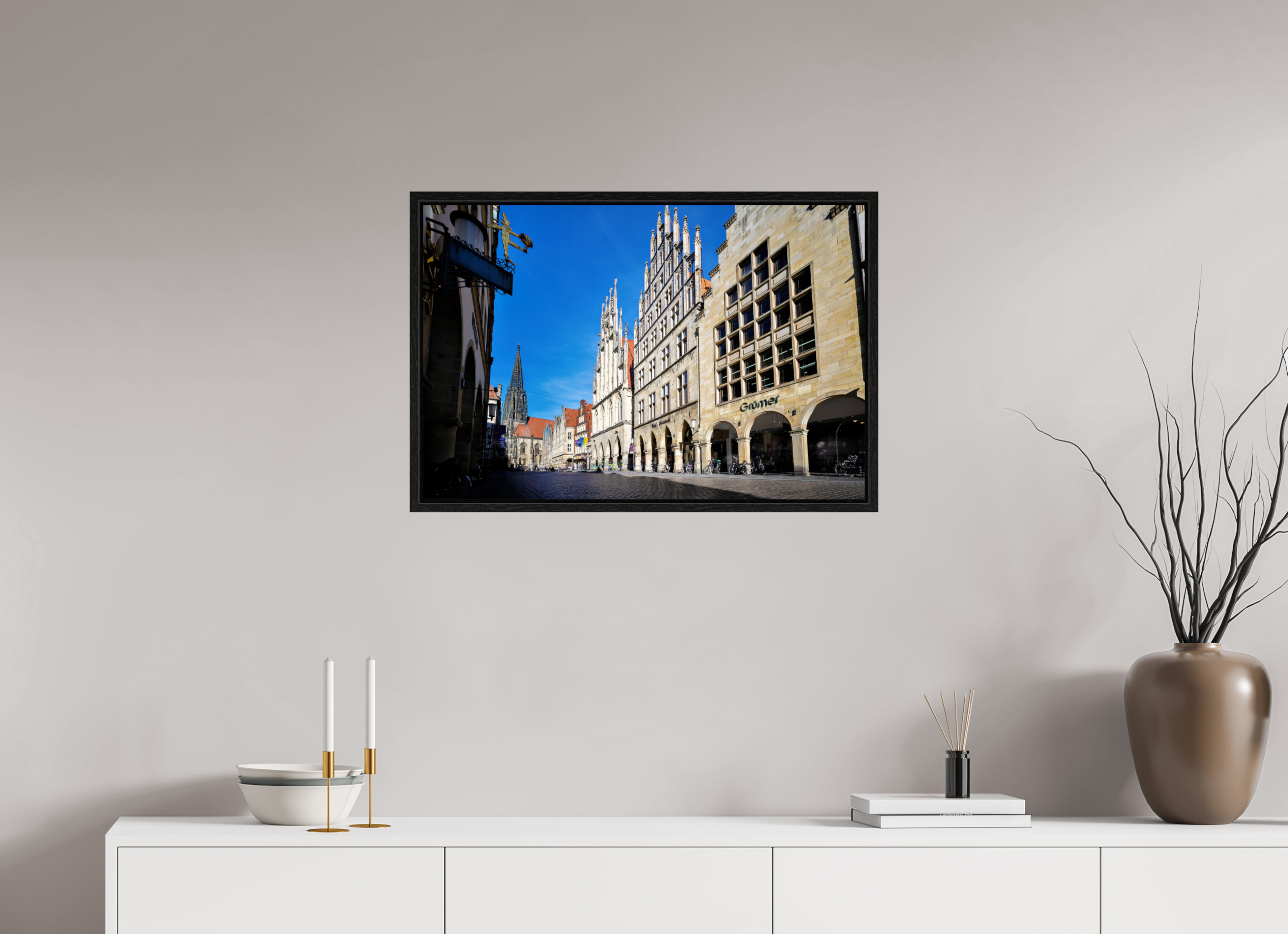 75 x 50 cm, Floater Frame Prinzipalmarkt mit Lamberti